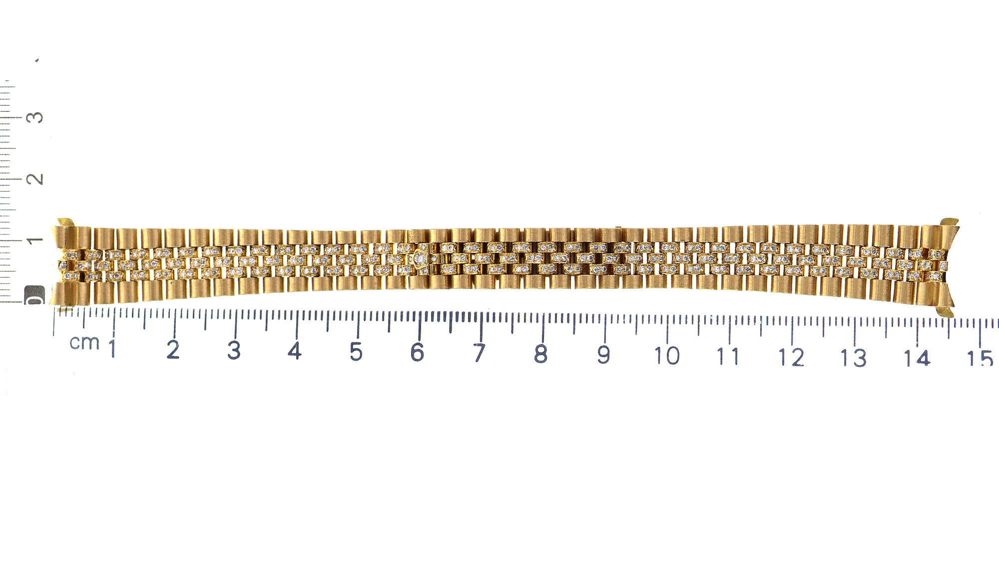 Original Rolex watch band for lady, 18K yellow gold custom diamonds 13.0 mm thumbnail 1