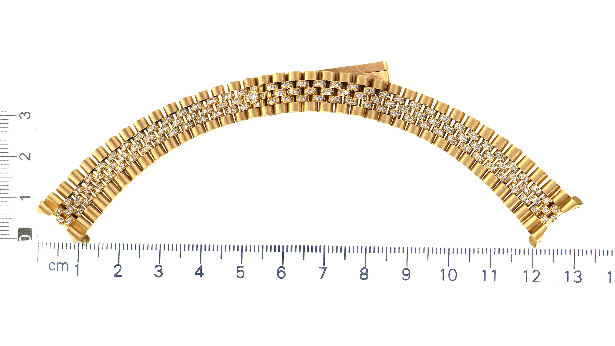 Original Rolex watch band for lady, 18K yellow gold custom diamonds 13.0 mm thumbnail 3