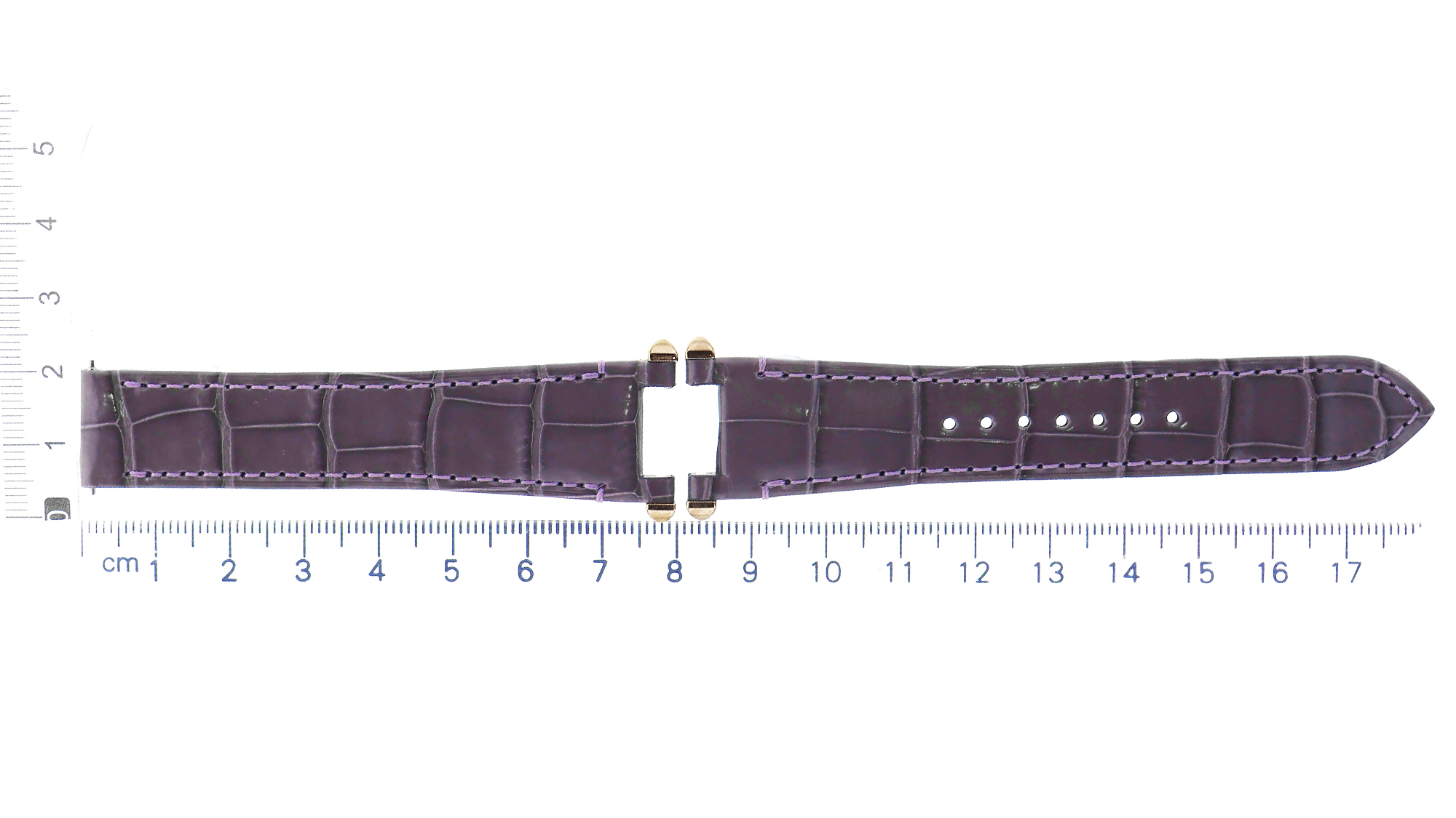 Original unworn purple leather Cartier strap 19x16mm for Pasha 18K rose caps thumbnail 4