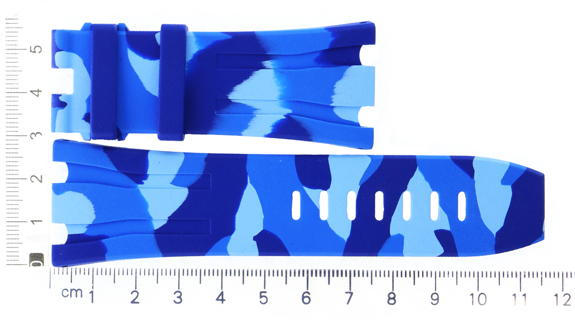Unworn factory Audemars Piguet camouflage blue rubber strap 30x24mm thumbnail 1