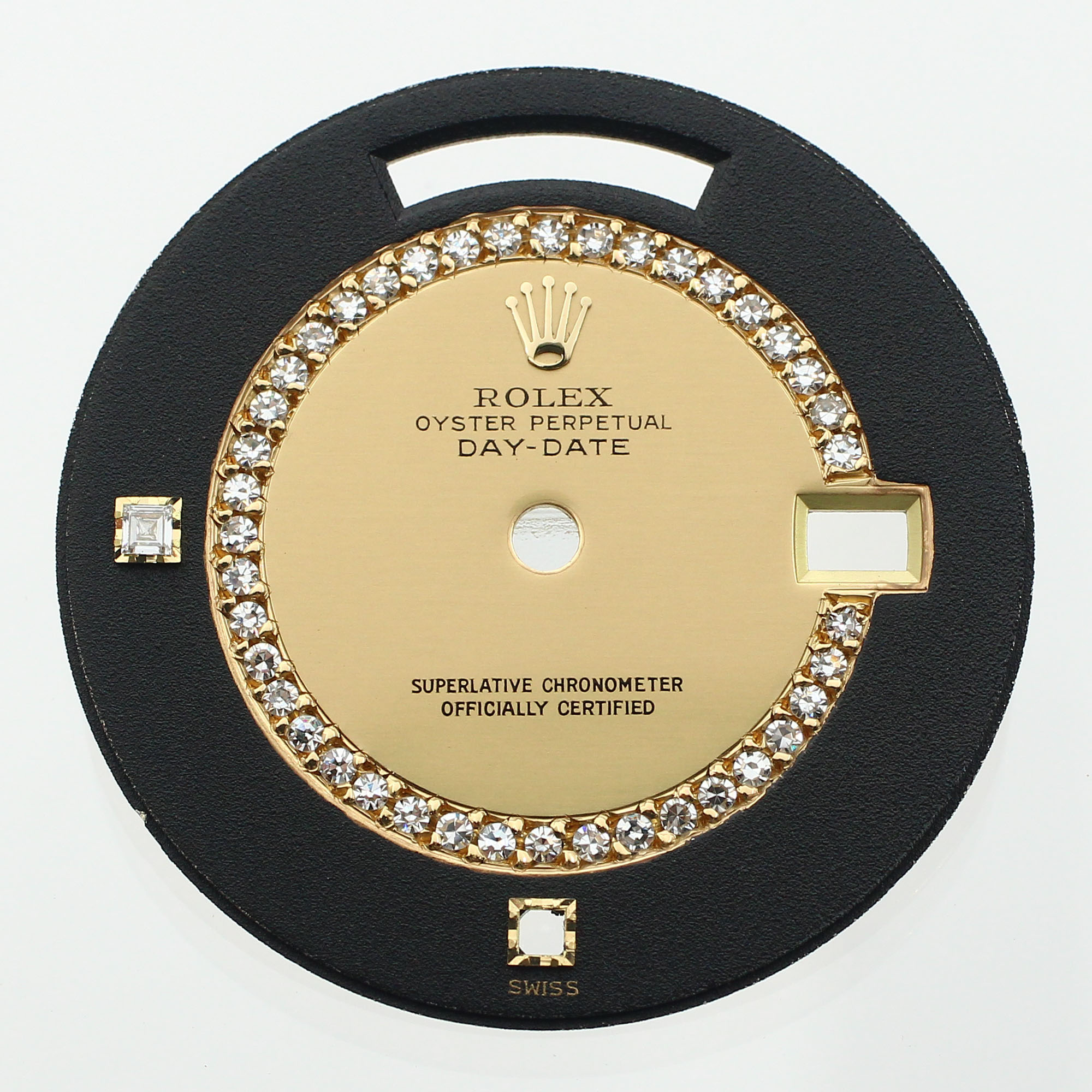 Vintage black champagne dial string natural diamonds for Rolex Day-Date 36mm thumbnail 1