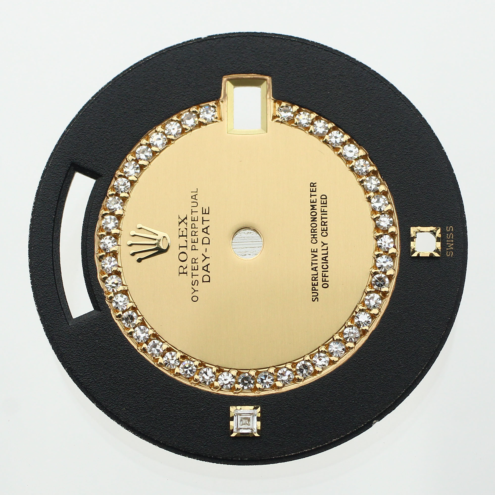 Vintage black champagne dial string natural diamonds for Rolex Day-Date 36mm thumbnail 2