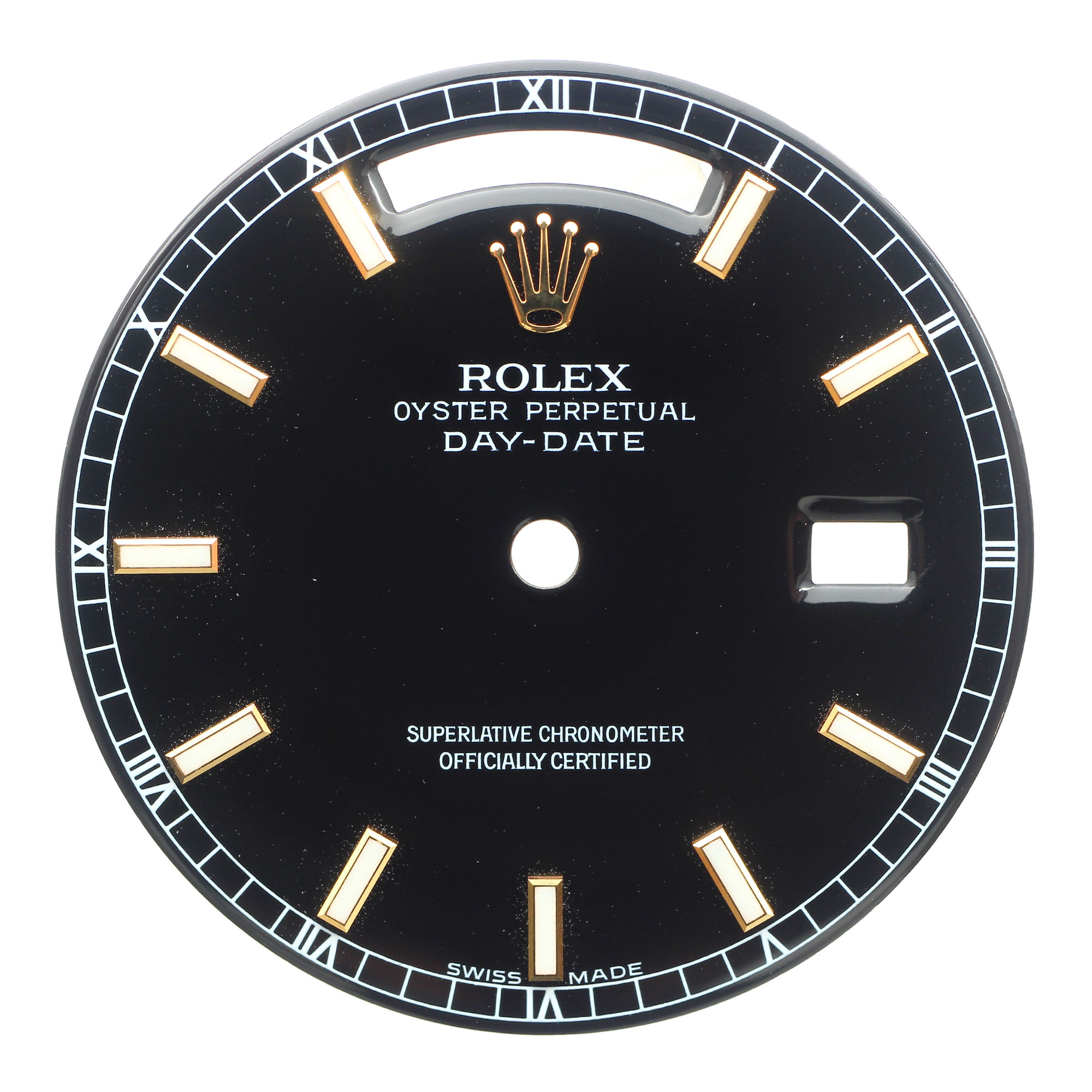 Black dial 18k Yellow Gold index numeral for Rolex Day-Date 36mm Black thumbnail 1