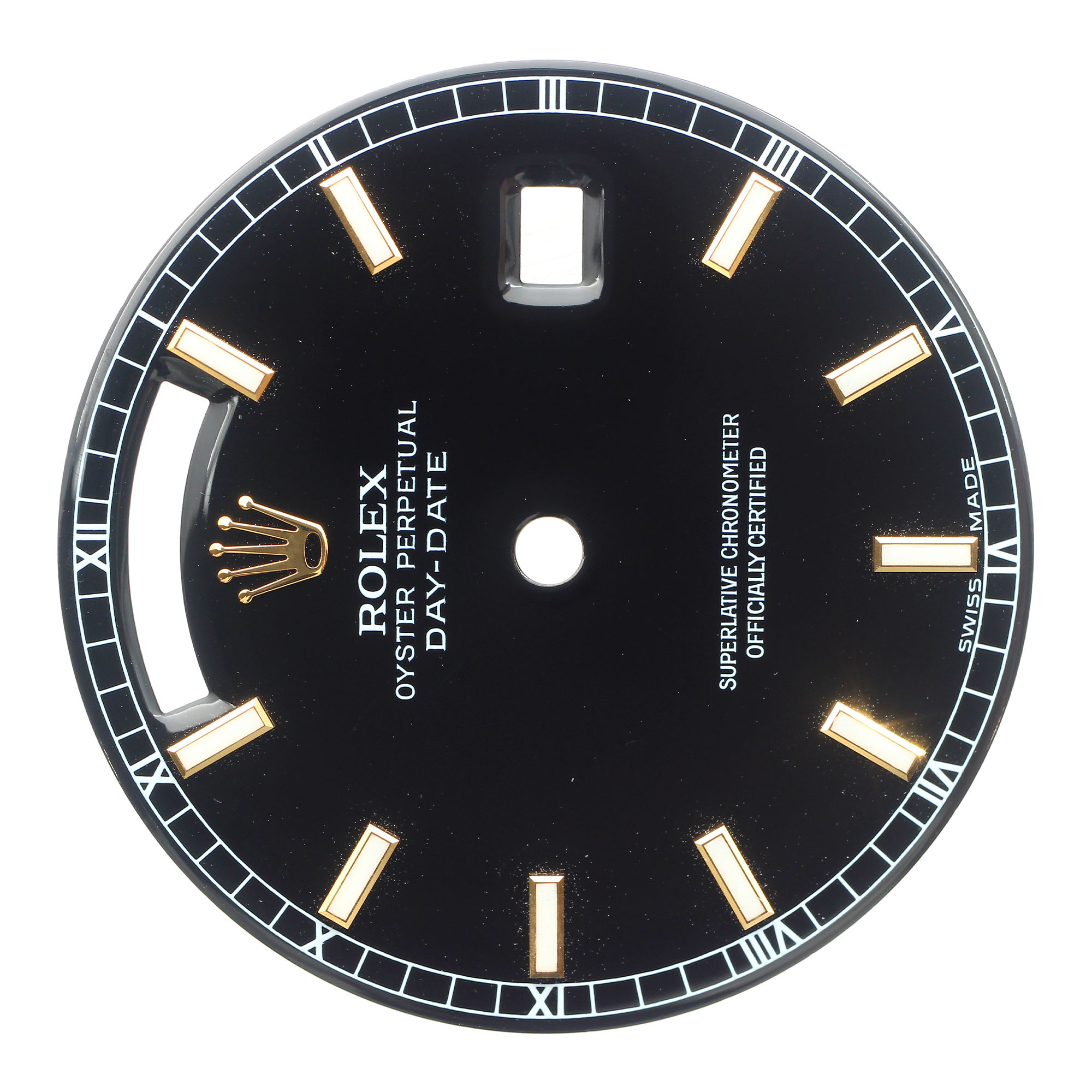 Black dial 18k Yellow Gold index numeral for Rolex Day-Date 36mm Black thumbnail 2