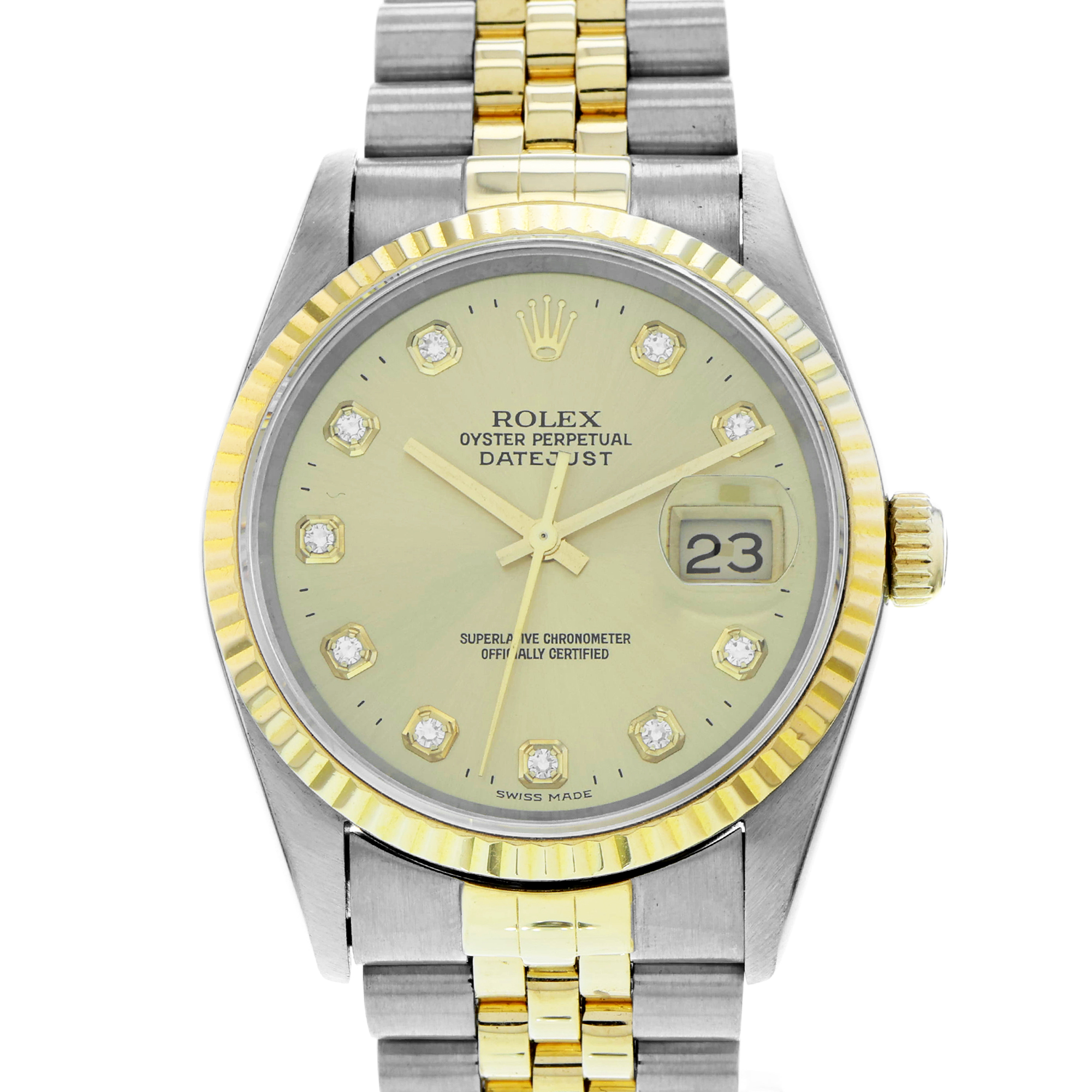 Rolex Datejust 36 16233G Factory Diamond Dial Jubilee Date 18K thumbnail 1