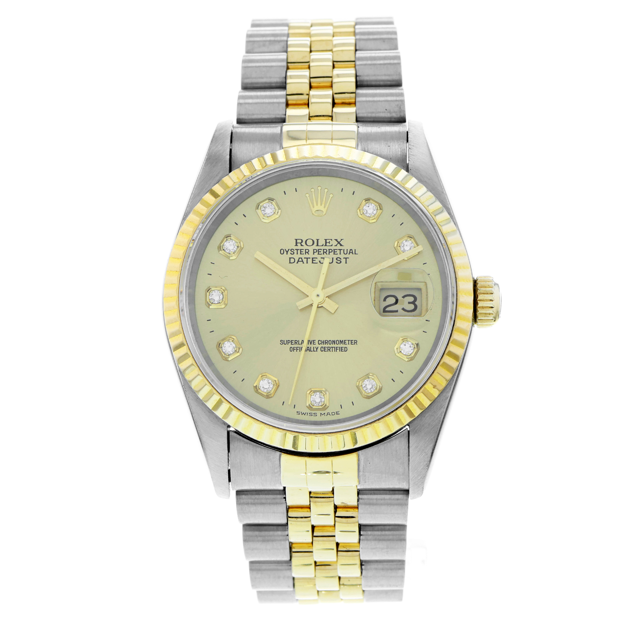 Rolex Datejust 36 16233G Factory Diamond Dial Jubilee Date 18K thumbnail 2