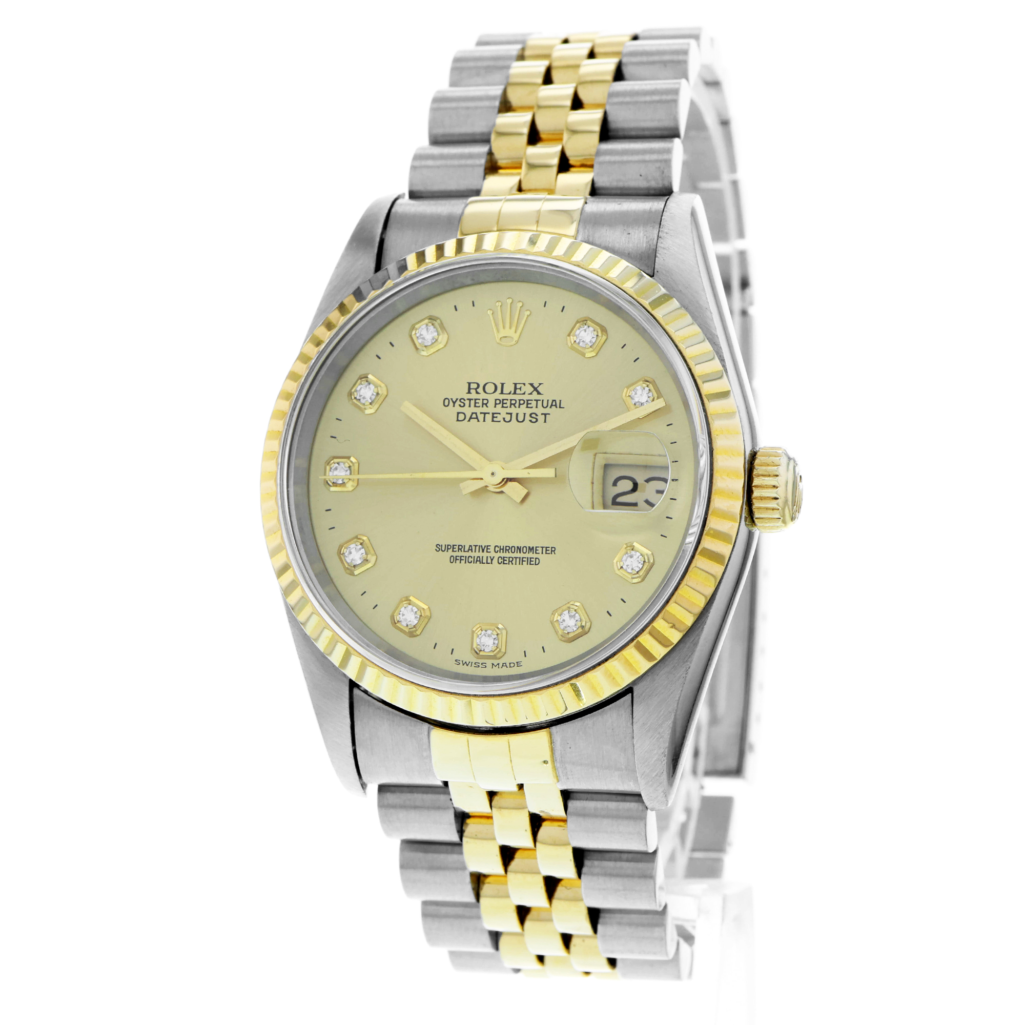 Rolex Datejust 36 16233G Factory Diamond Dial Jubilee Date 18K thumbnail 3