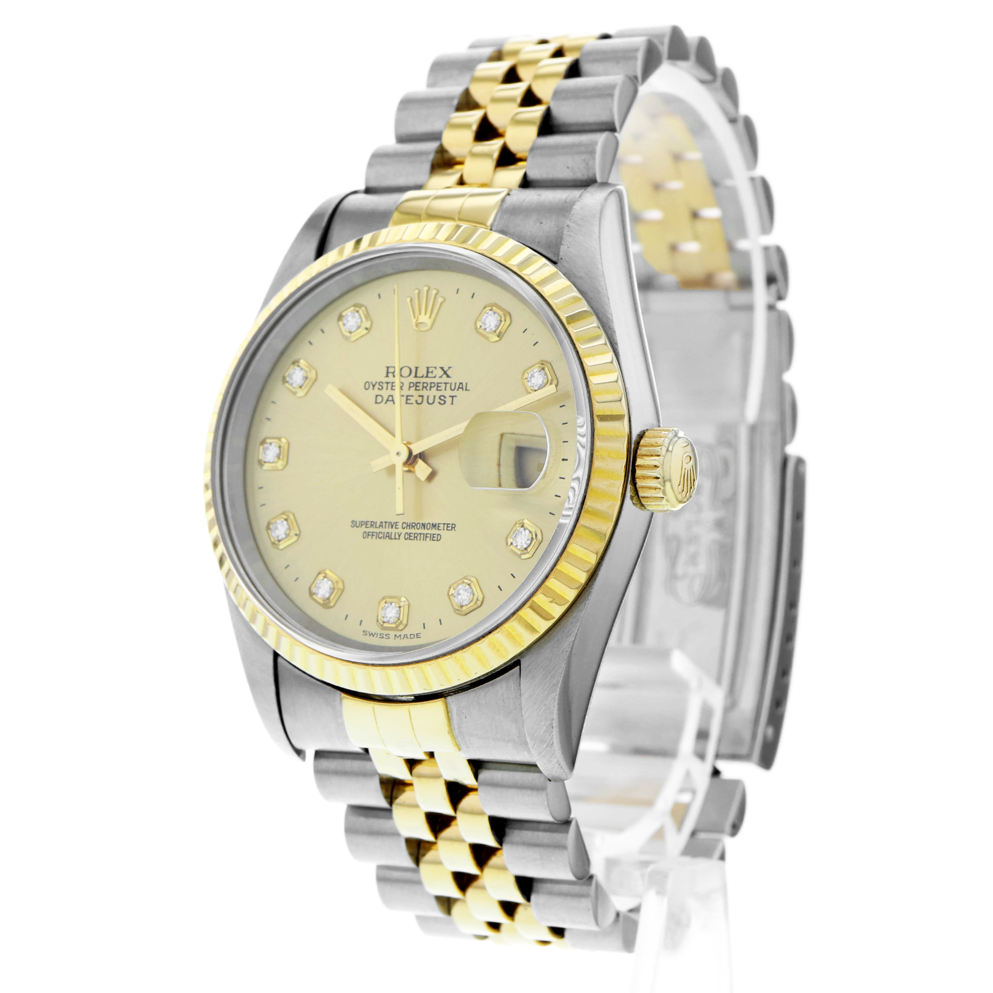Rolex Datejust 36 16233G Factory Diamond Dial Jubilee Date 18K thumbnail 4