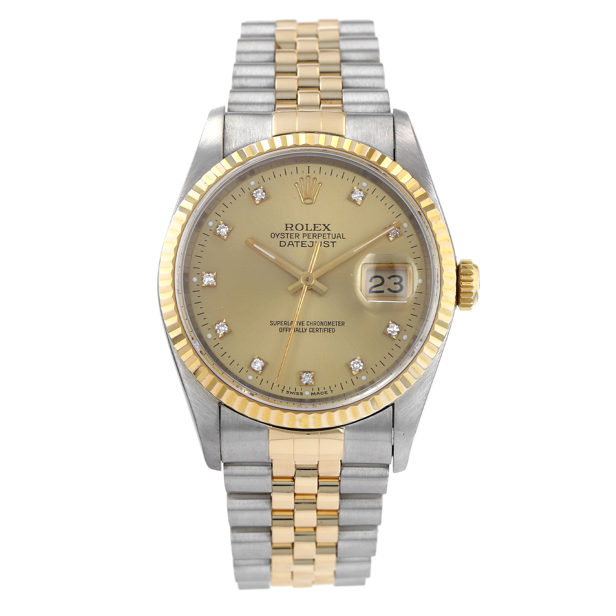 Rolex Datejust 36mm 16233G Yellow factory diamonds dial steel & 18K yellow gold thumbnail 2