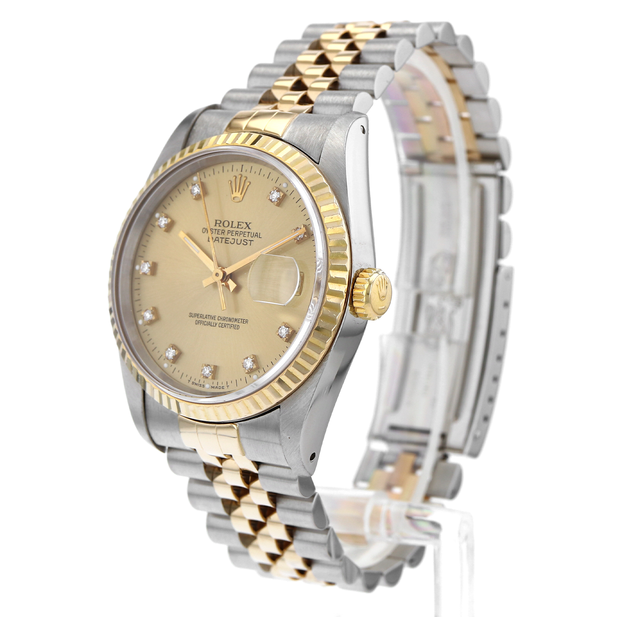 Rolex Datejust 36mm 16233G Yellow factory diamonds dial steel & 18K yellow gold thumbnail 5