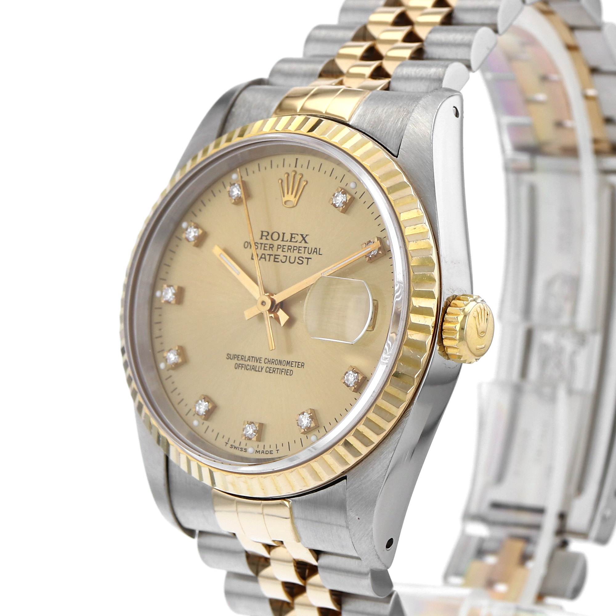 Rolex Datejust 36mm 16233G Yellow factory diamonds dial steel & 18K yellow gold thumbnail 6
