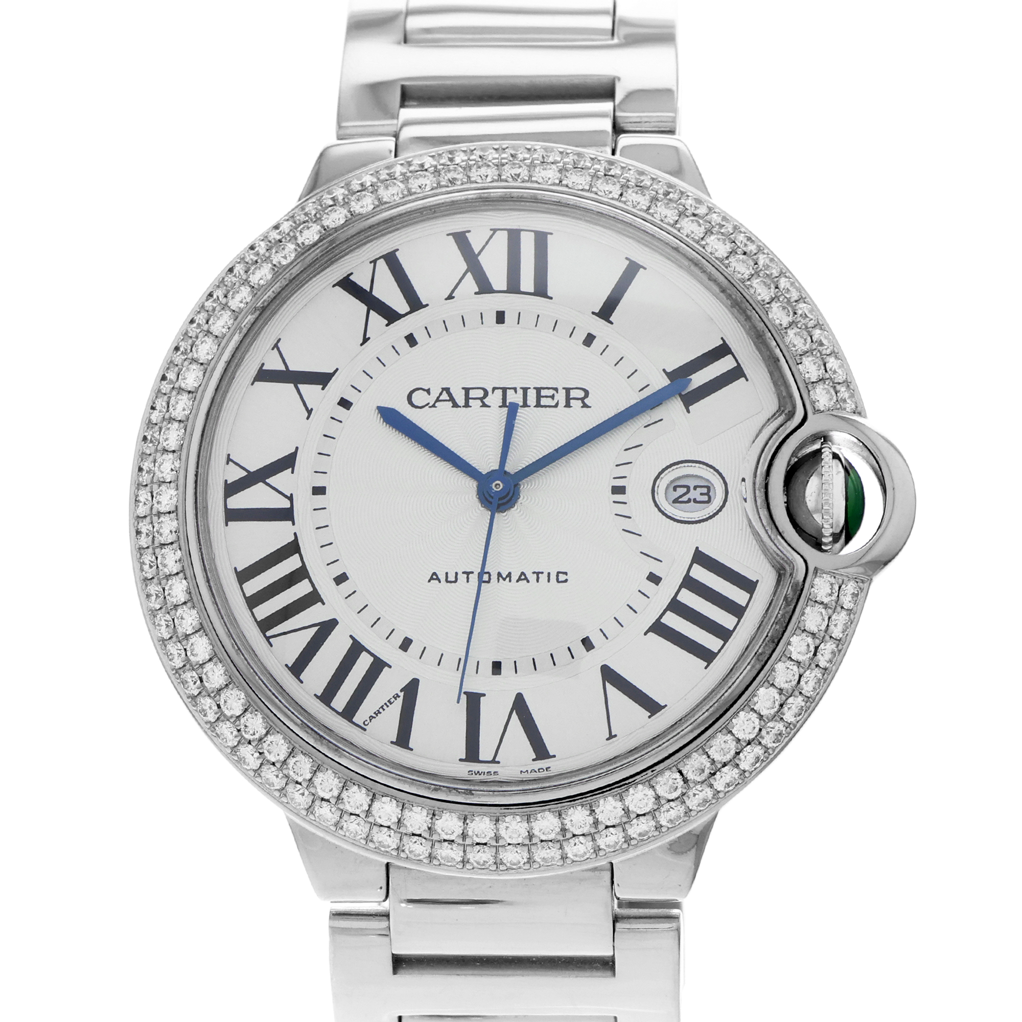 Cartier Ballon Bleu 42mm WE9009Z3 3000 Factory Diamonds 18k White Gold Mens 2005 thumbnail 1