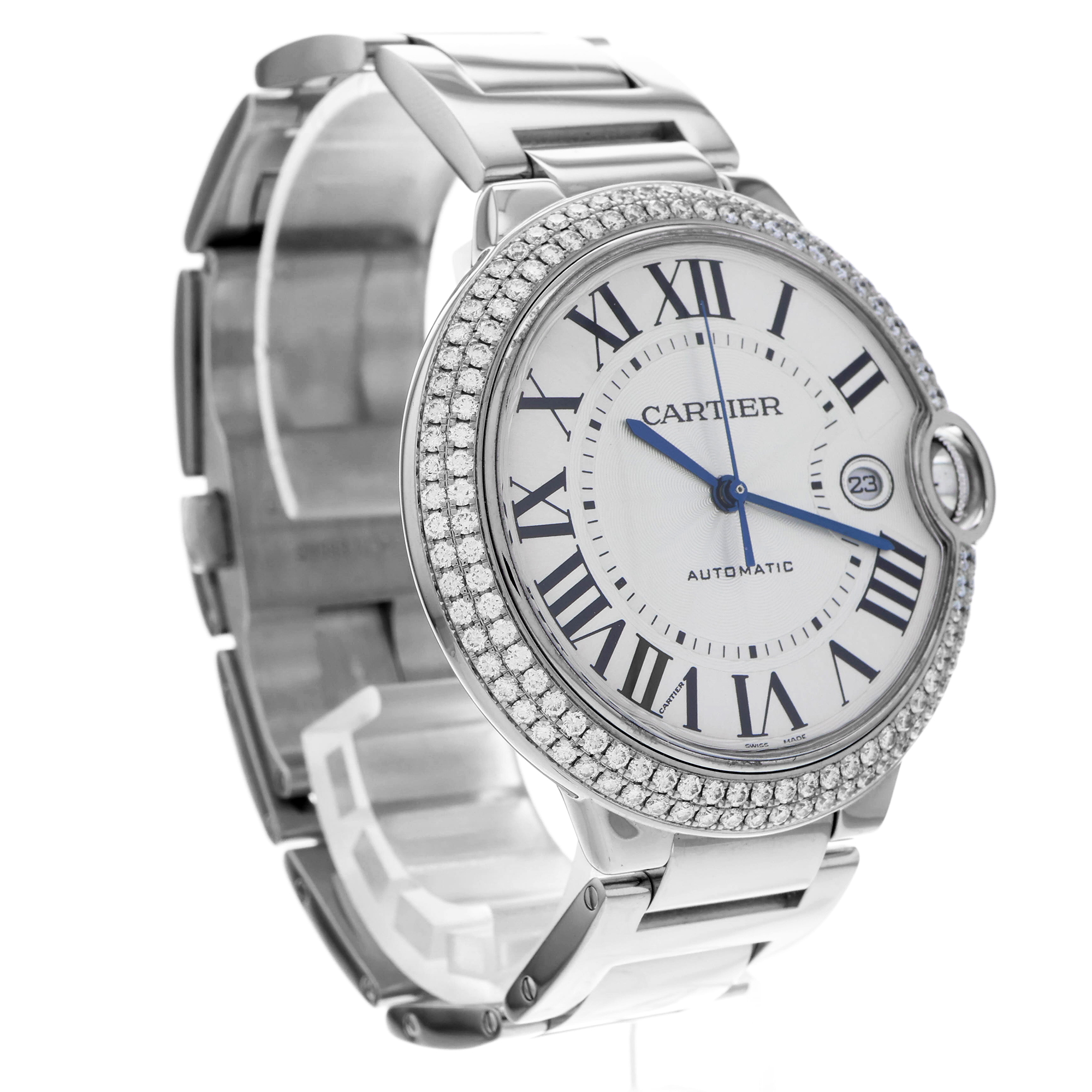 Cartier Ballon Bleu 42mm WE9009Z3 3000 Factory Diamonds 18k White Gold Mens 2005 thumbnail 9