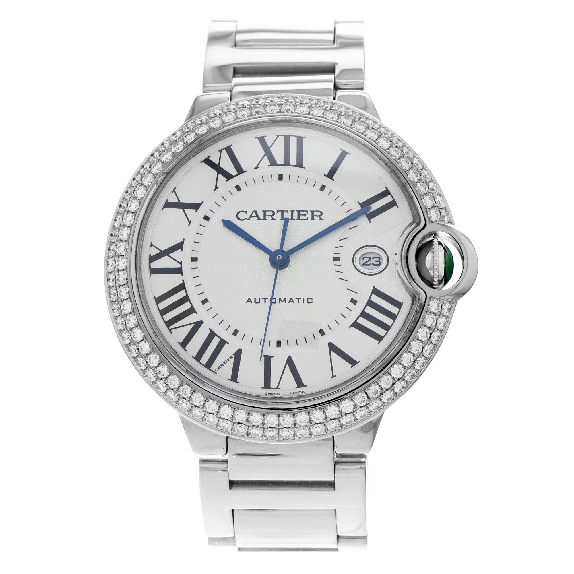 Cartier Ballon Bleu 42mm WE9009Z3 3000 Factory Diamonds 18k White Gold Mens 2005 thumbnail 2