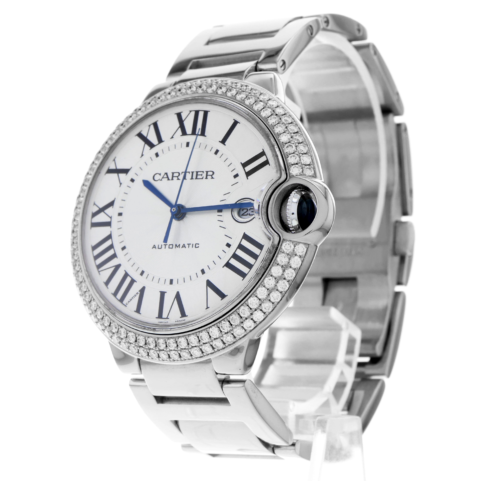 Cartier Ballon Bleu 42mm WE9009Z3 3000 Factory Diamonds 18k White Gold Mens 2005 thumbnail 3