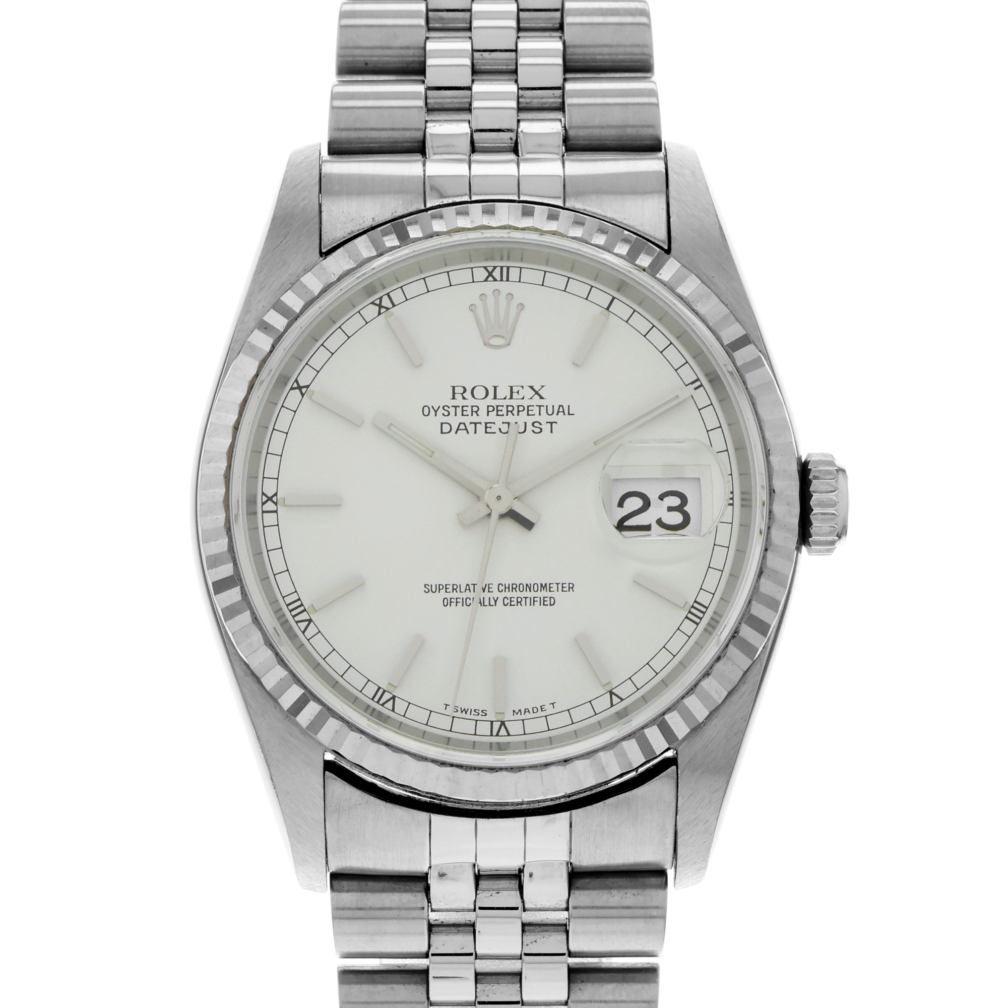 Rolex Datejust 36 16234 Fluted Silver Stick Dial Automatic thumbnail 1
