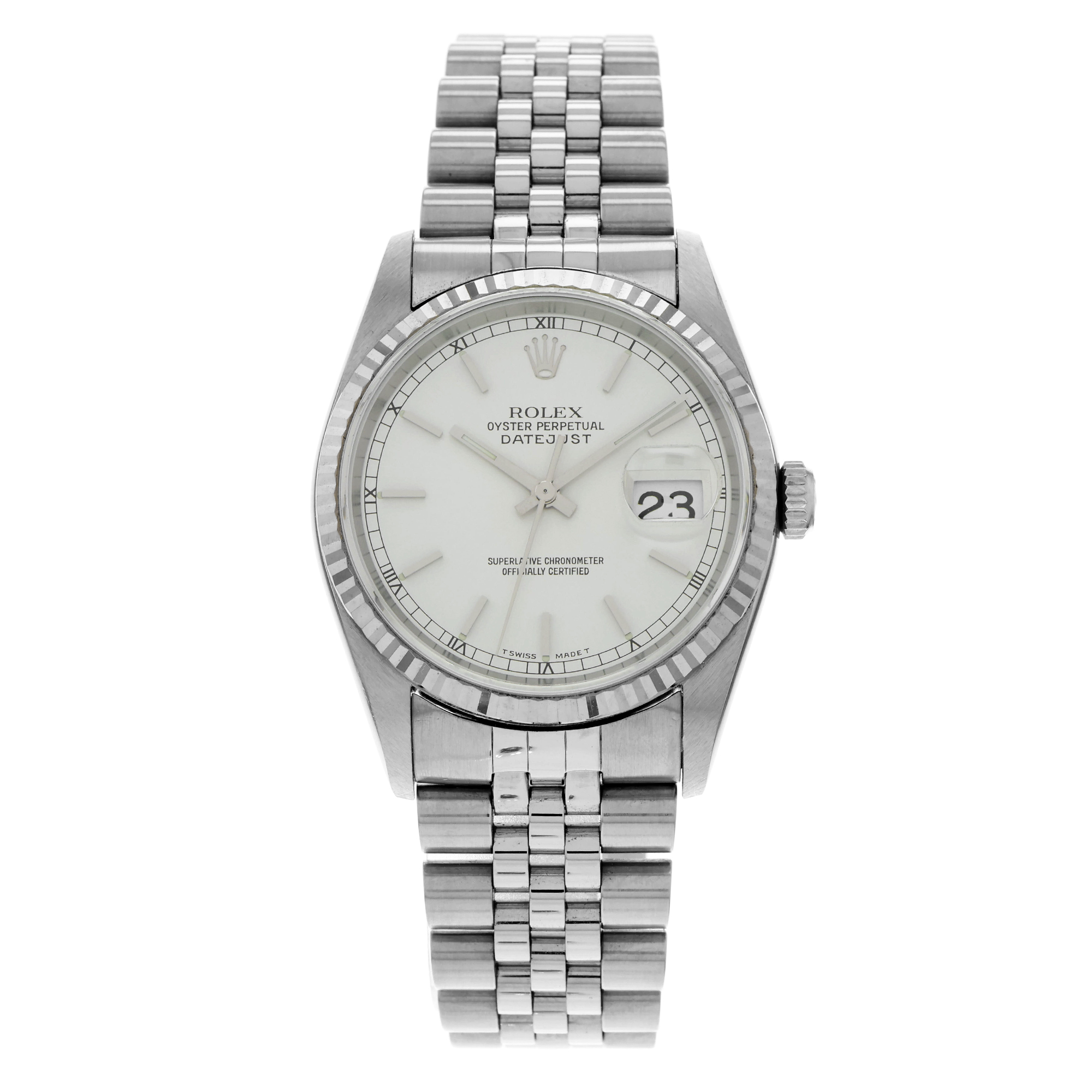 Rolex Datejust 36 16234 Fluted Silver Stick Dial Automatic thumbnail 2