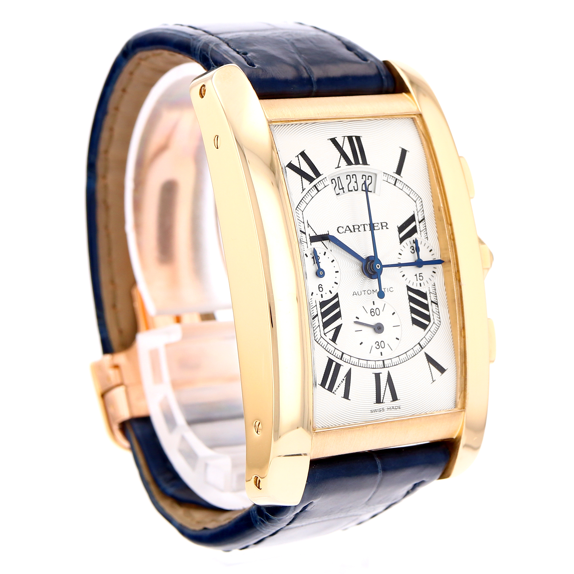 Cartier Tank Americaine 32mm W2609356 2892 Silver roman dial 18K Yellow Gold thumbnail 7