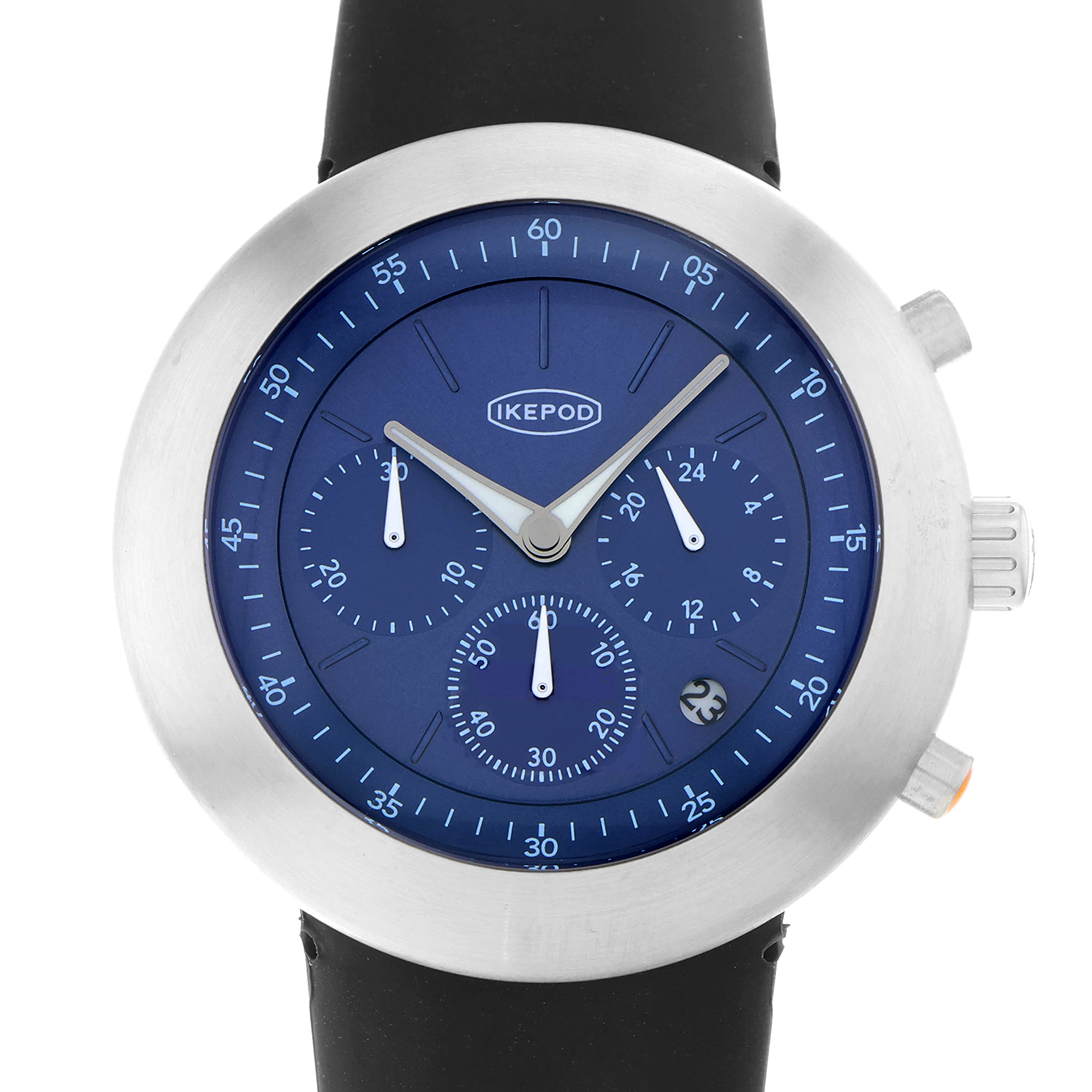 Ikepod Chronopod Blue Suede 006 C006 NEVER-WORN-WATCH-CLOSEOUT thumbnail 1