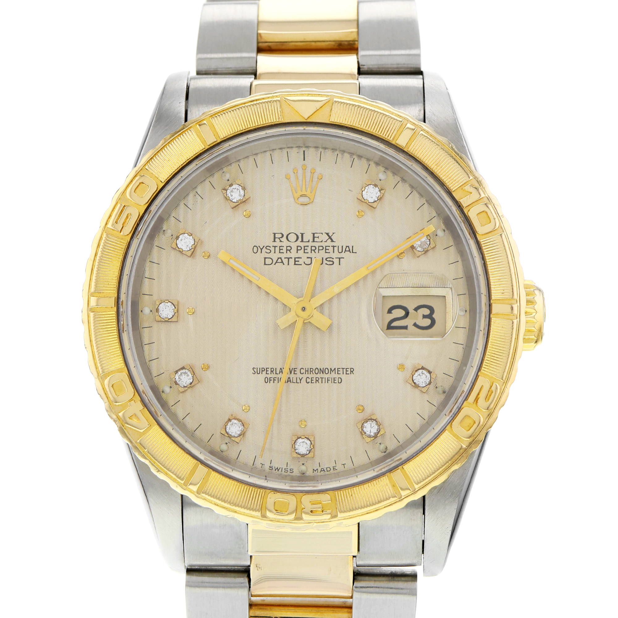 Rolex Datejust 36mm 16263 Turn-O-Graph Yellow factory diamonds dial two tone thumbnail 1