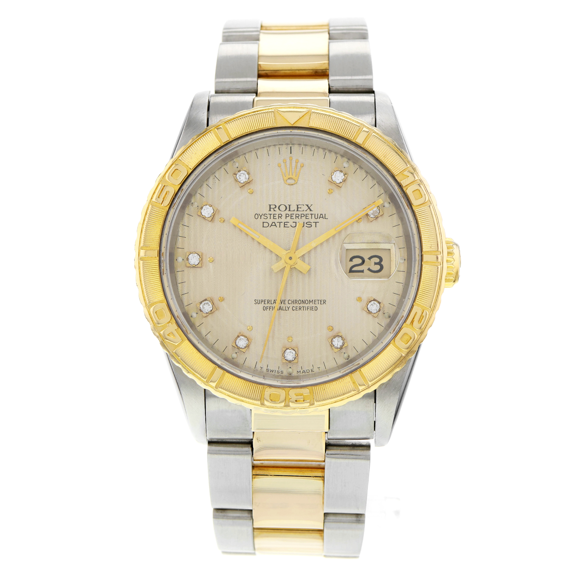 Rolex Datejust 36mm 16263 Turn-O-Graph Yellow factory diamonds dial two tone thumbnail 2