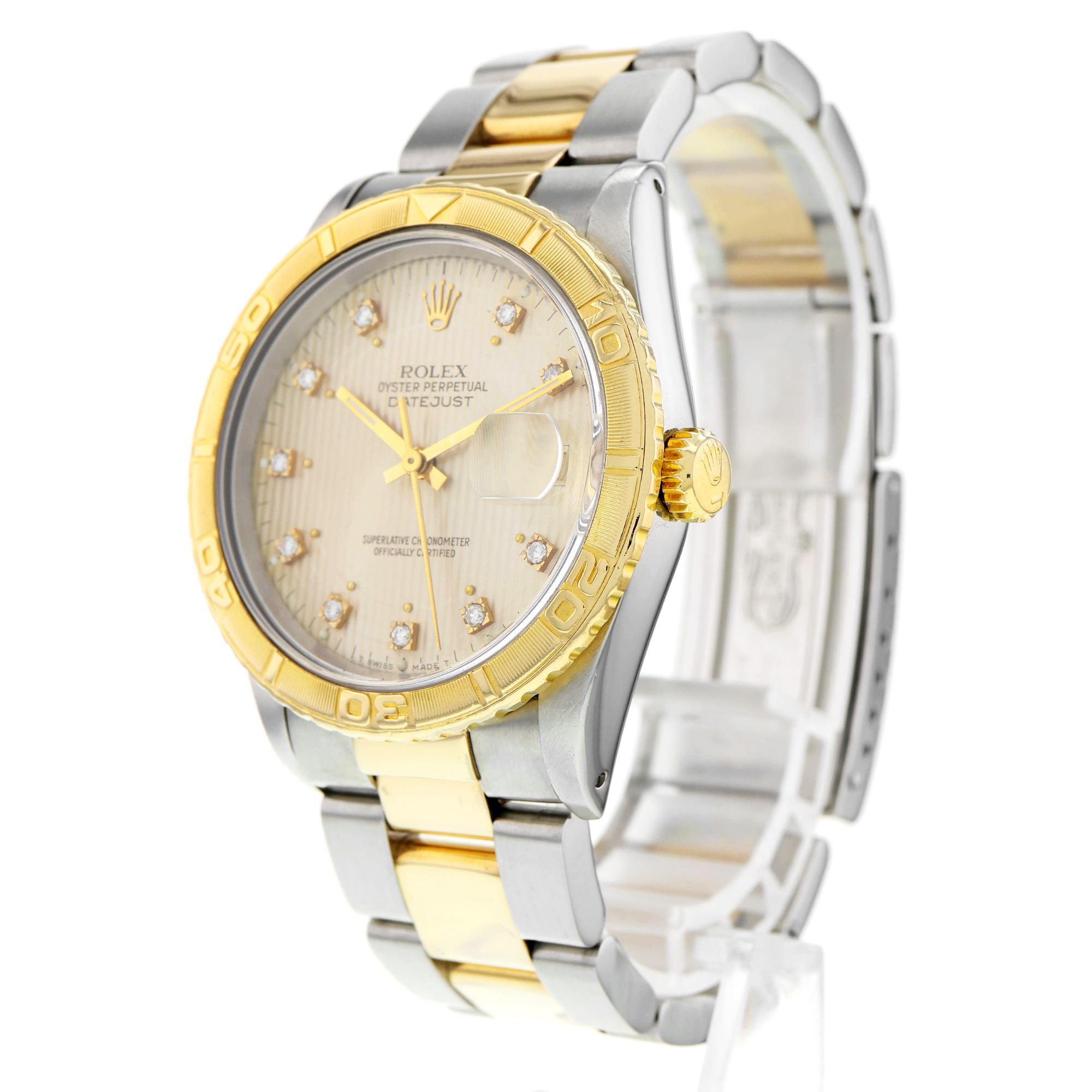Rolex Datejust 36mm 16263 Turn-O-Graph Yellow factory diamonds dial two tone thumbnail 4