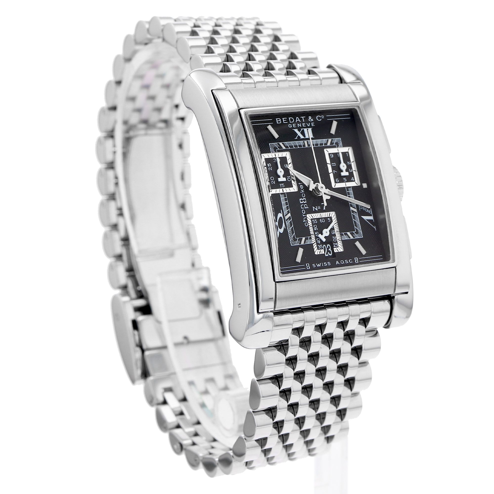 Bedat & Co Nº7 778 Black Dial Stainless Steel Chronograph Quartz Mens Luxury thumbnail 7