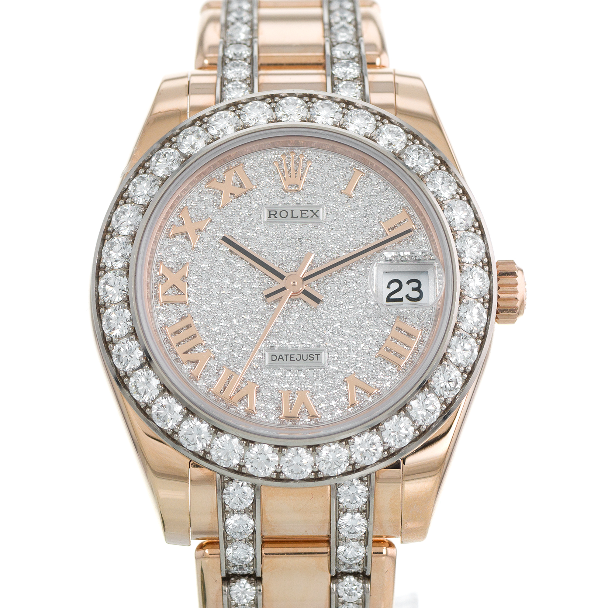 Rolex Pearlmaster 34mm 81285 Factory diamond bezel, dial and bracelet rose gold thumbnail 1