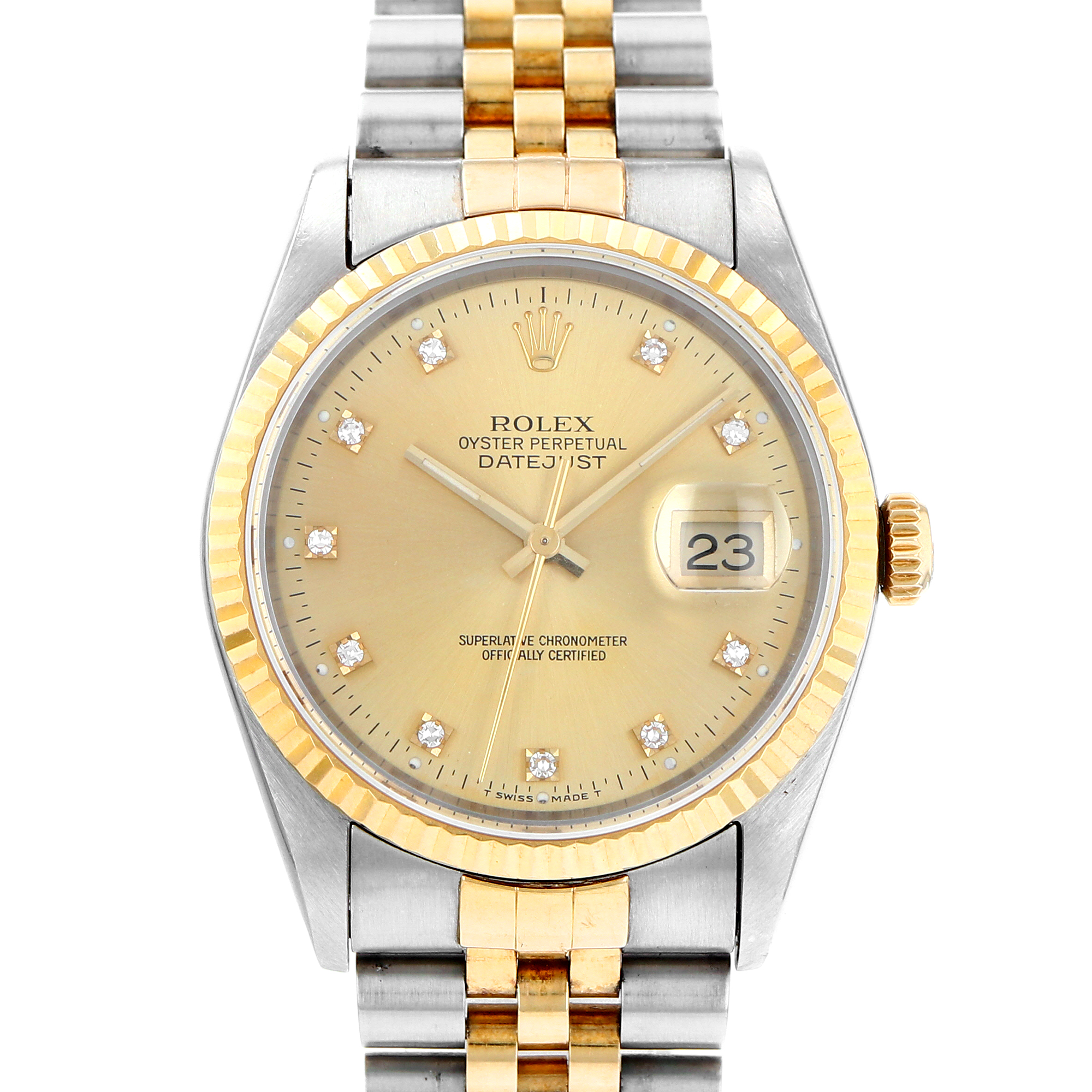Rolex Datejust 36mm 16233 yellow factory diamonds dial steel & 18K yellow gold thumbnail 1