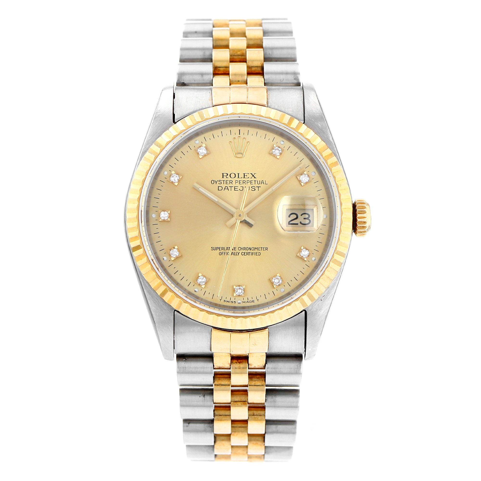 Rolex Datejust 36mm 16233 yellow factory diamonds dial steel & 18K yellow gold thumbnail 2