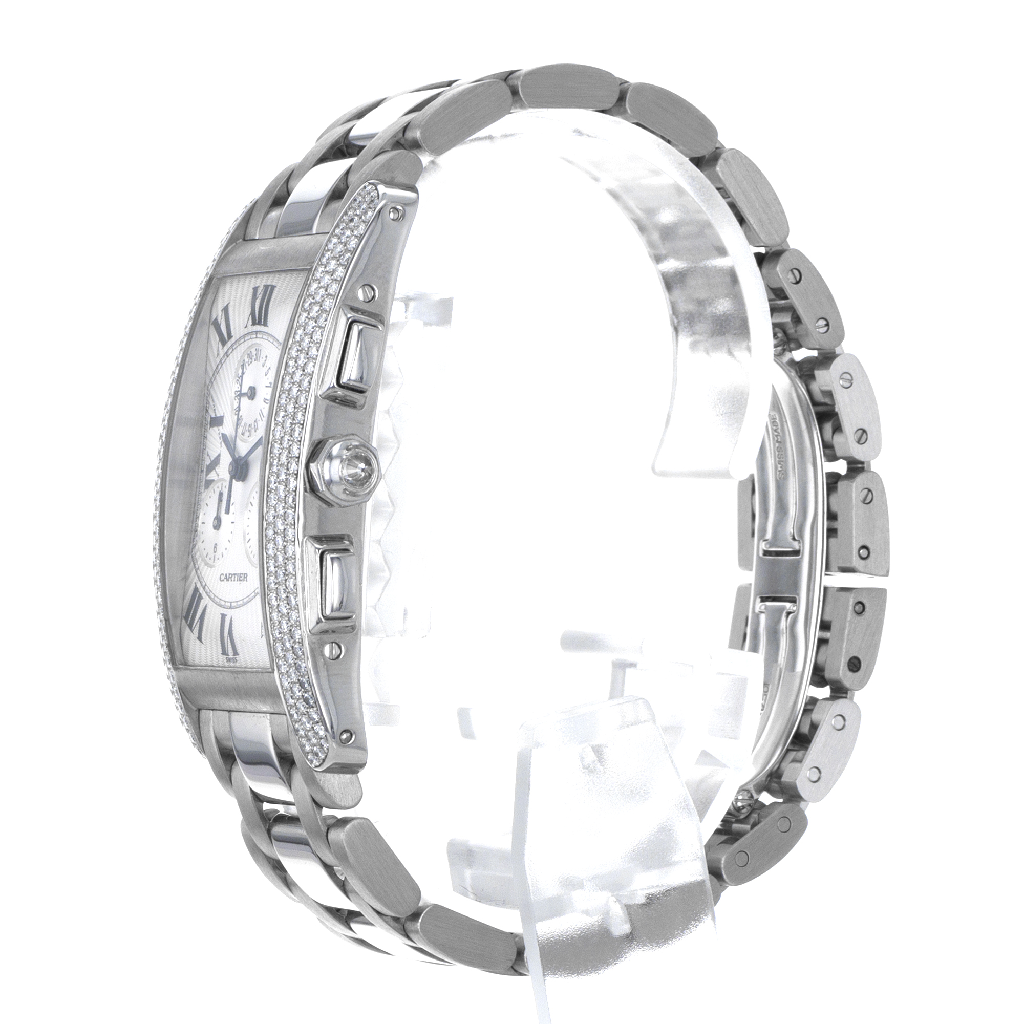 Cartier Tank Americaine WB704251 2339 Factory Diamonds 18k White Gold Mens Watch thumbnail 4