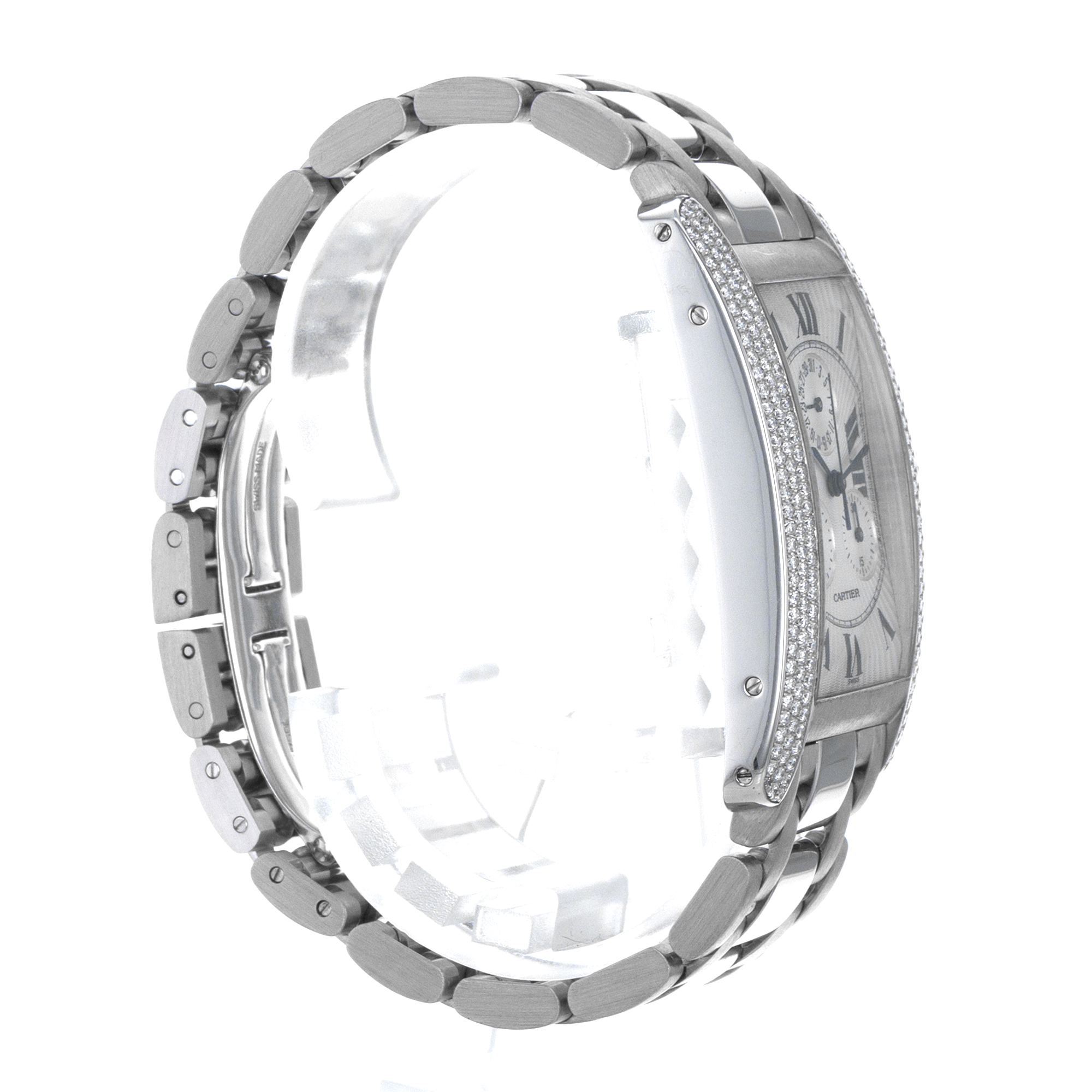 Cartier Tank Americaine WB704251 2339 Factory Diamonds 18k White Gold Mens Watch thumbnail 5
