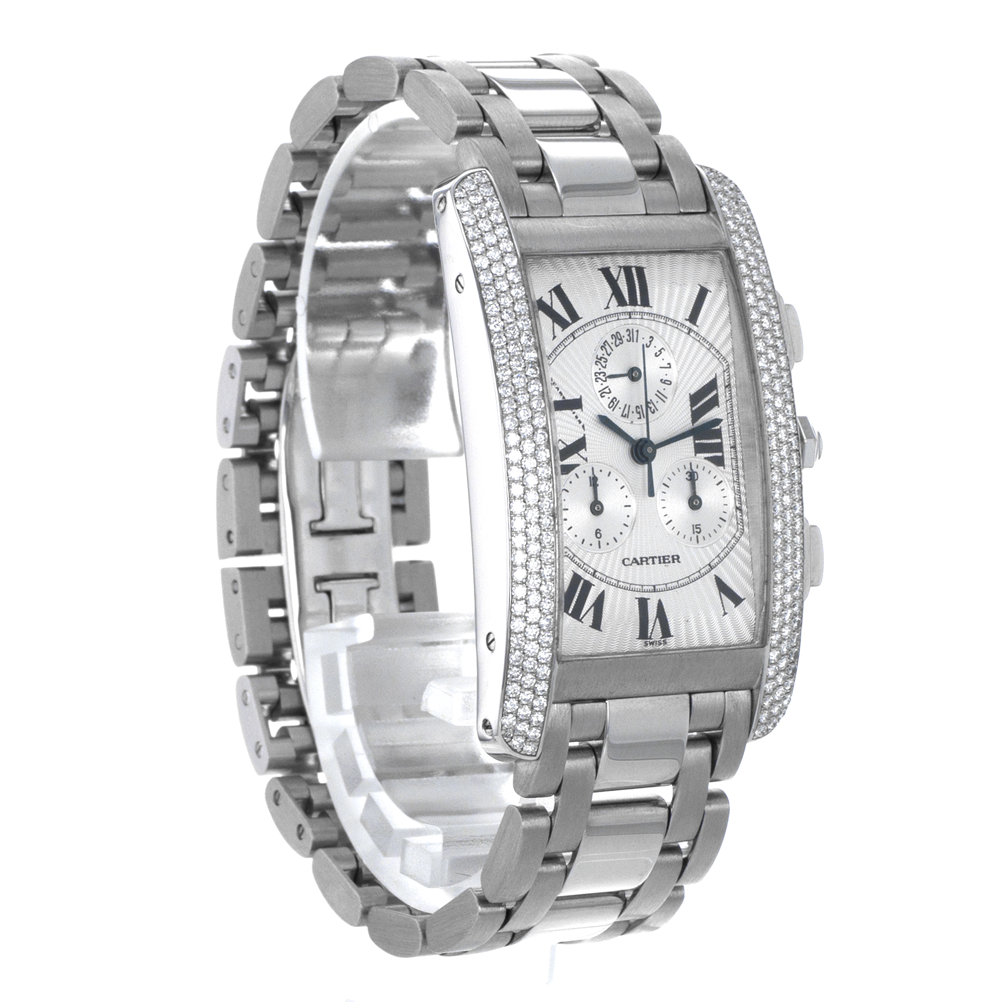 Cartier Tank Americaine WB704251 2339 Factory Diamonds 18k White Gold Mens Watch thumbnail 6