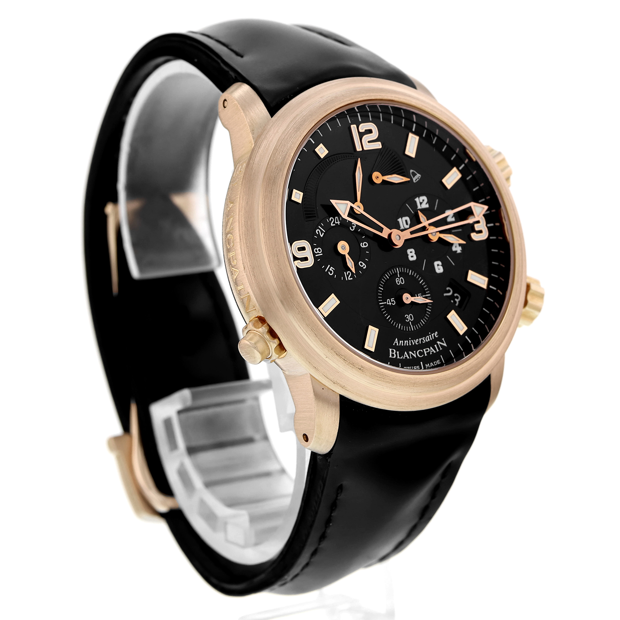Blancpain Léman Réveil GMT 2041b-3630-64b Black Arabic 18k Rose Gold Automatic thumbnail 4