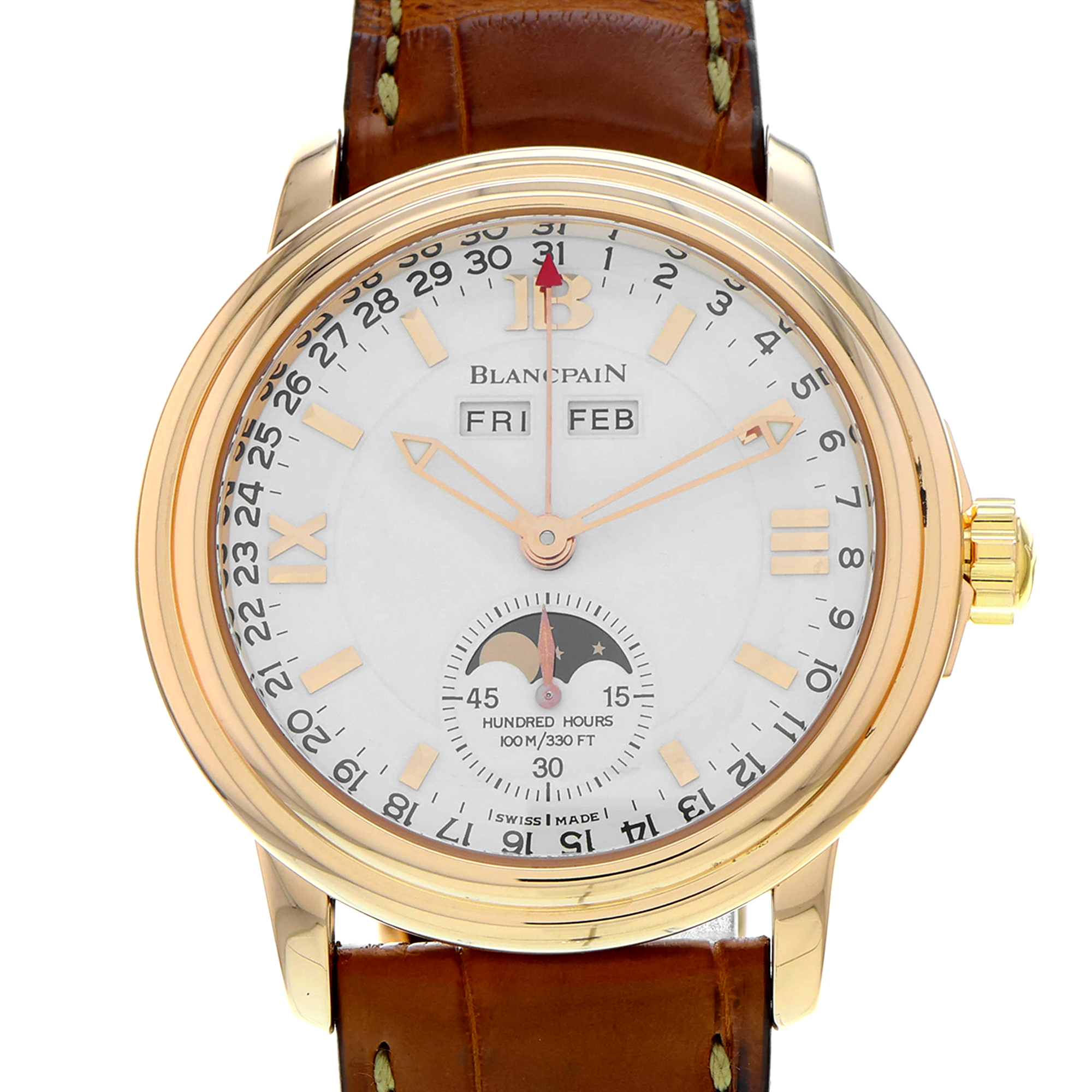 Blancpain Léman 3563A 38mm 18k Rose Gold Moon Phase Calendar Automatic Mens thumbnail 1
