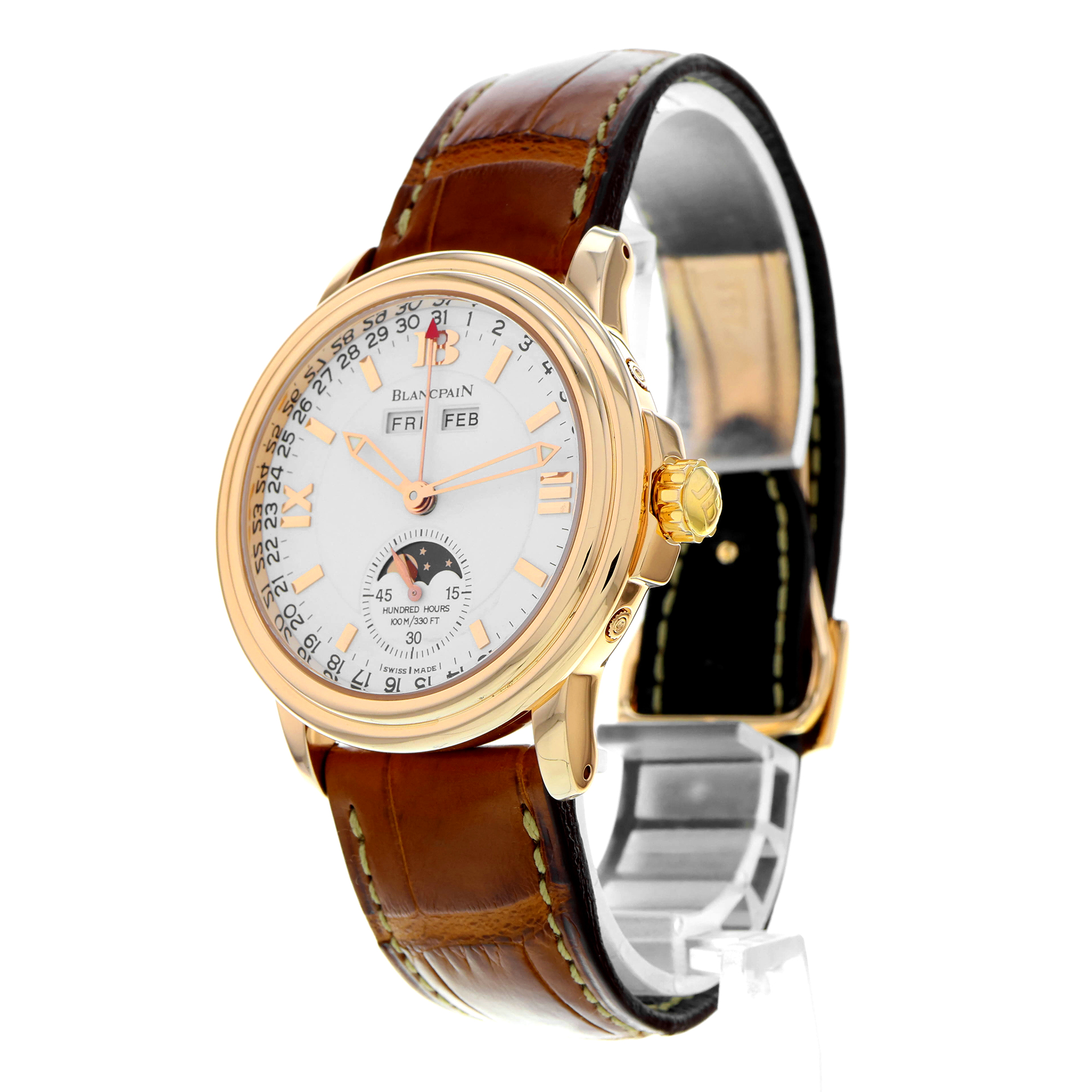 Blancpain Léman 3563A 38mm 18k Rose Gold Moon Phase Calendar Automatic Mens thumbnail 2
