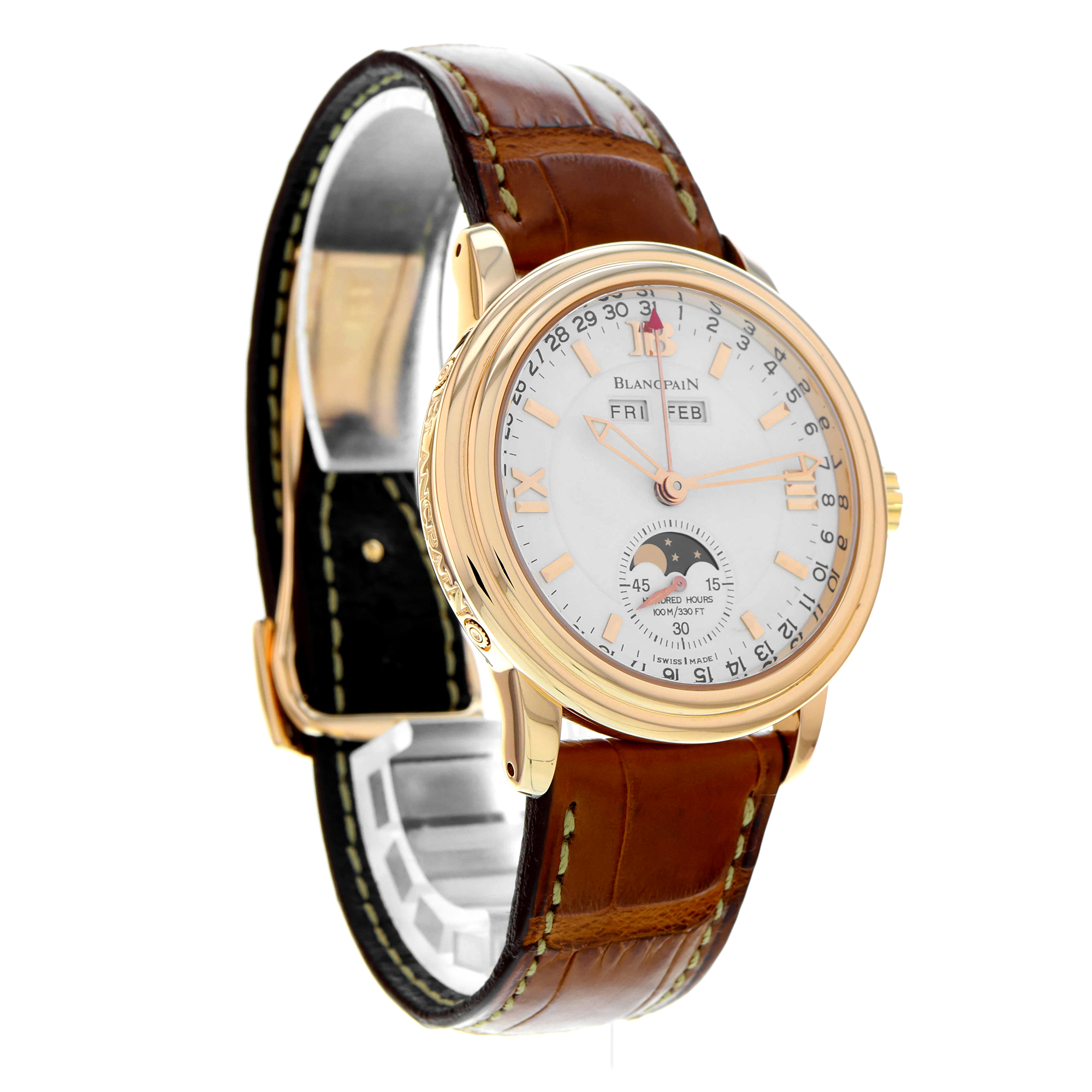 Blancpain Léman 3563A 38mm 18k Rose Gold Moon Phase Calendar Automatic Mens thumbnail 4