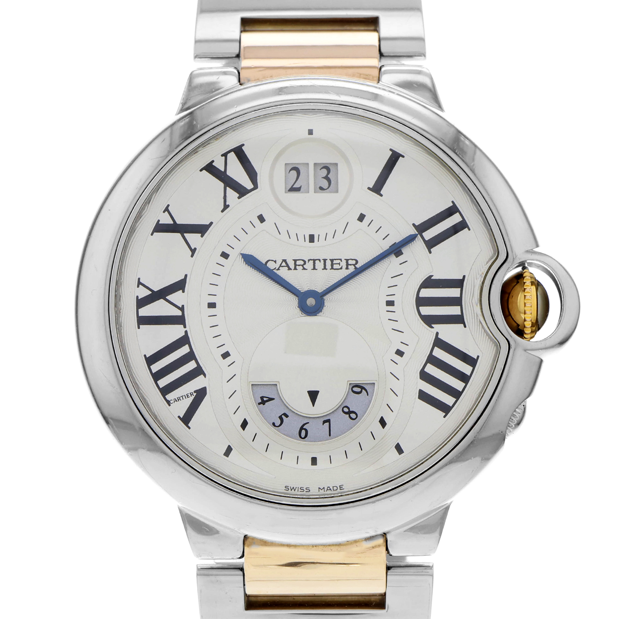 Cartier Ballon Bleu 38mm W6920027 3194 GMT Big Date Roman 18k Rose Gold Quartz thumbnail 1