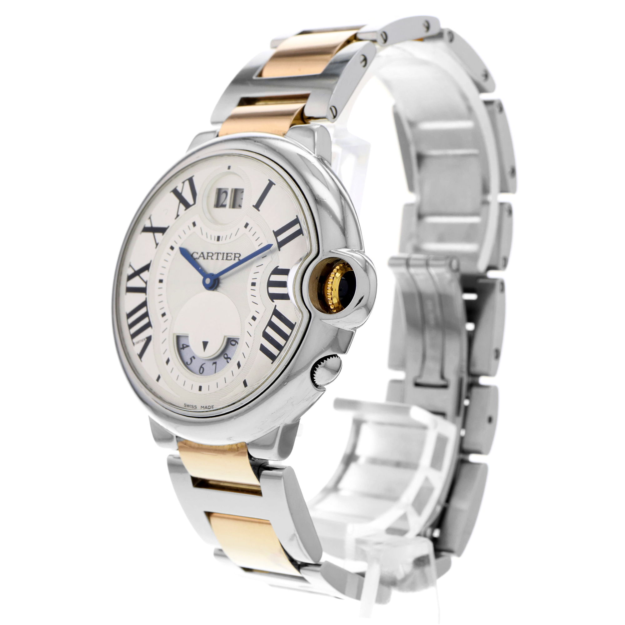 Cartier Ballon Bleu 38mm W6920027 3194 GMT Big Date Roman 18k Rose Gold Quartz thumbnail 2