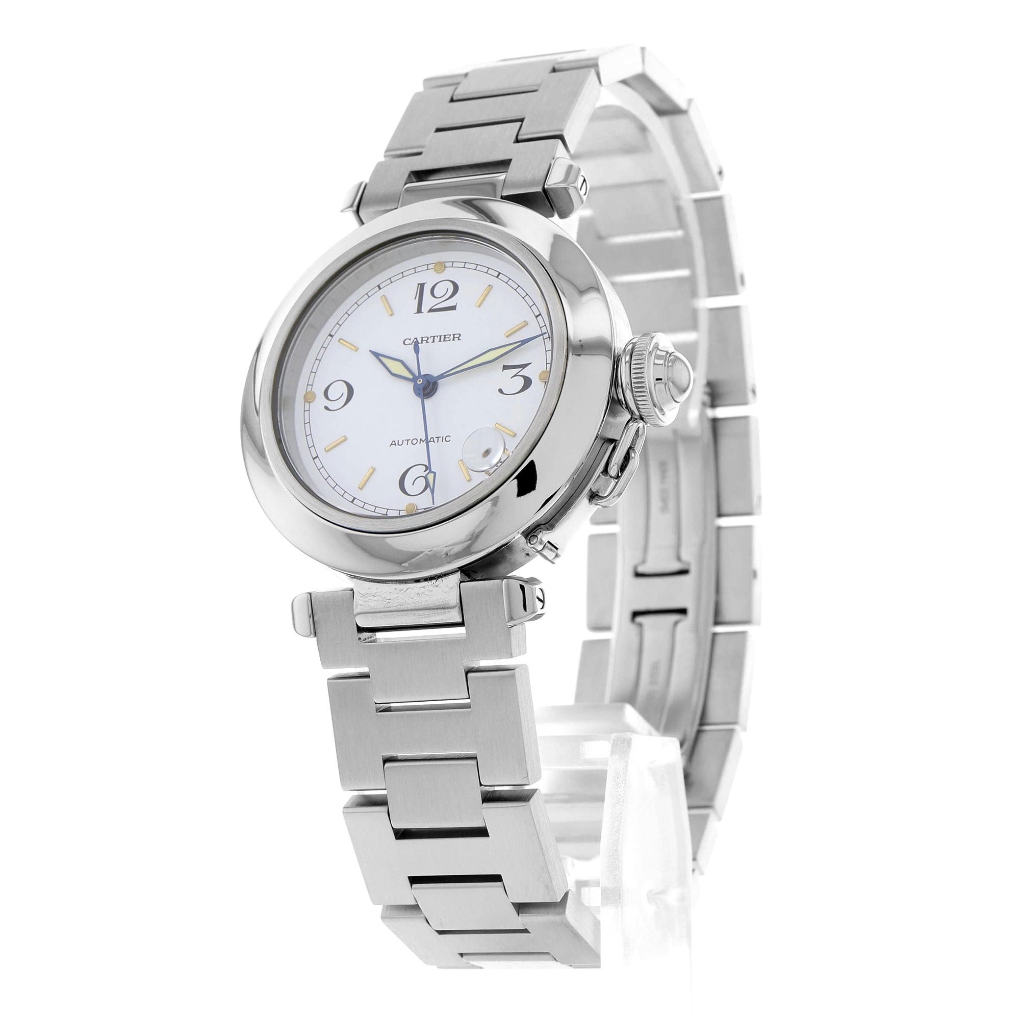 Cartier Pasha C W31015M7 2324 White Arabic Dial Steel Automatic Mens Watch thumbnail 2