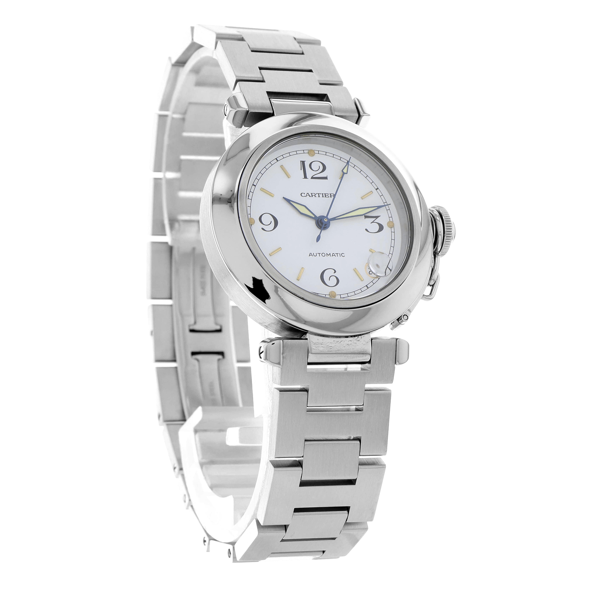 Cartier Pasha C W31015M7 2324 White Arabic Dial Steel Automatic Mens Watch thumbnail 4