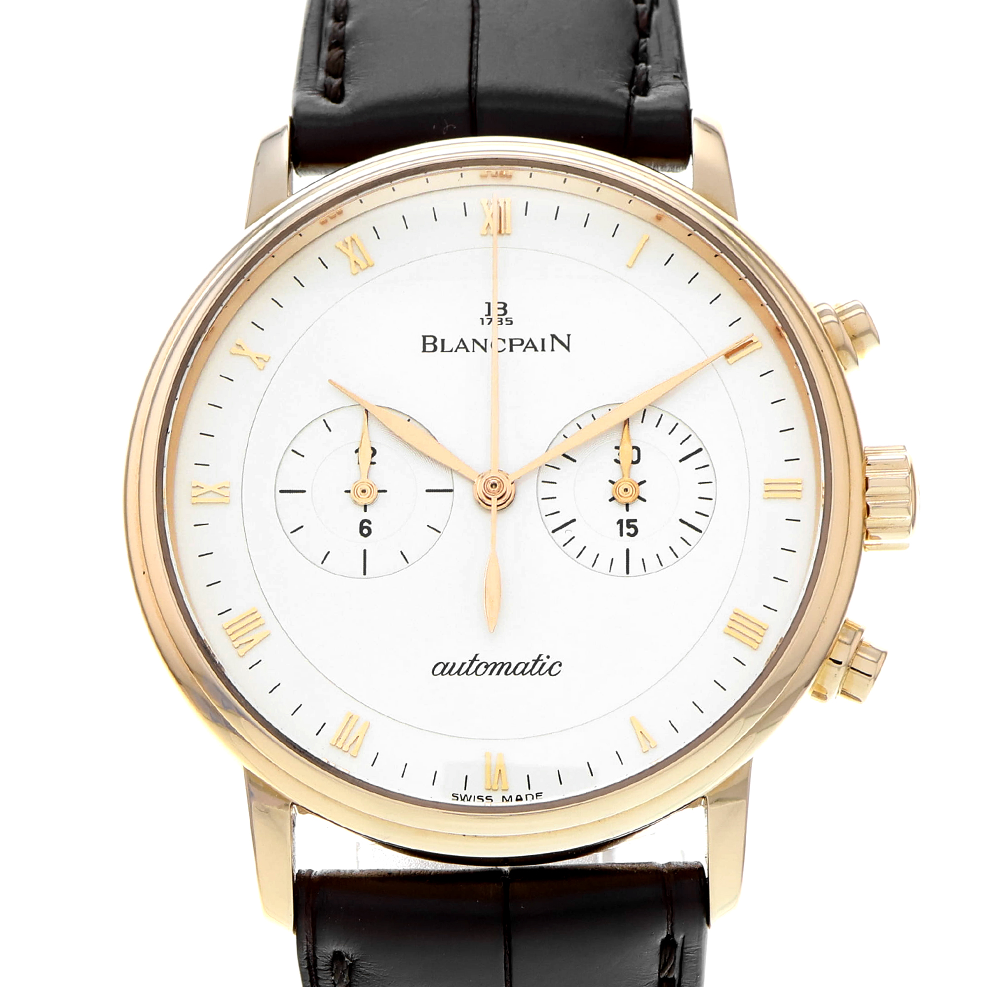 Blancpain Villeret 4082-3642-55B Chronograph White Roman 18k Rose Gold Mens thumbnail 1