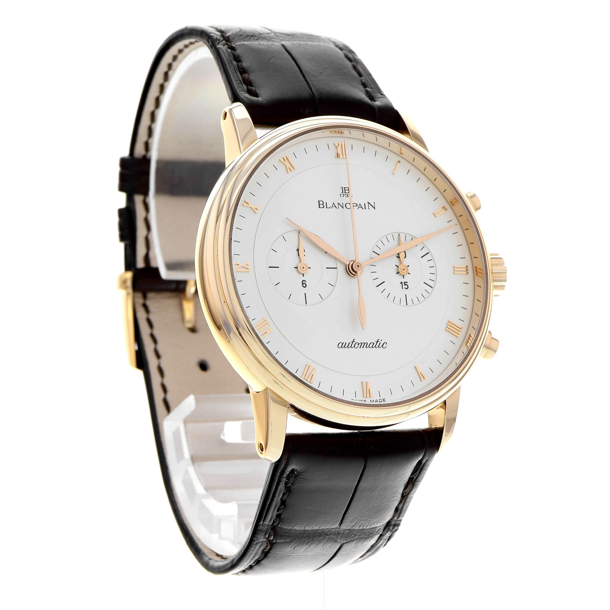 Blancpain Villeret 4082-3642-55B Chronograph White Roman 18k Rose Gold Mens thumbnail 4