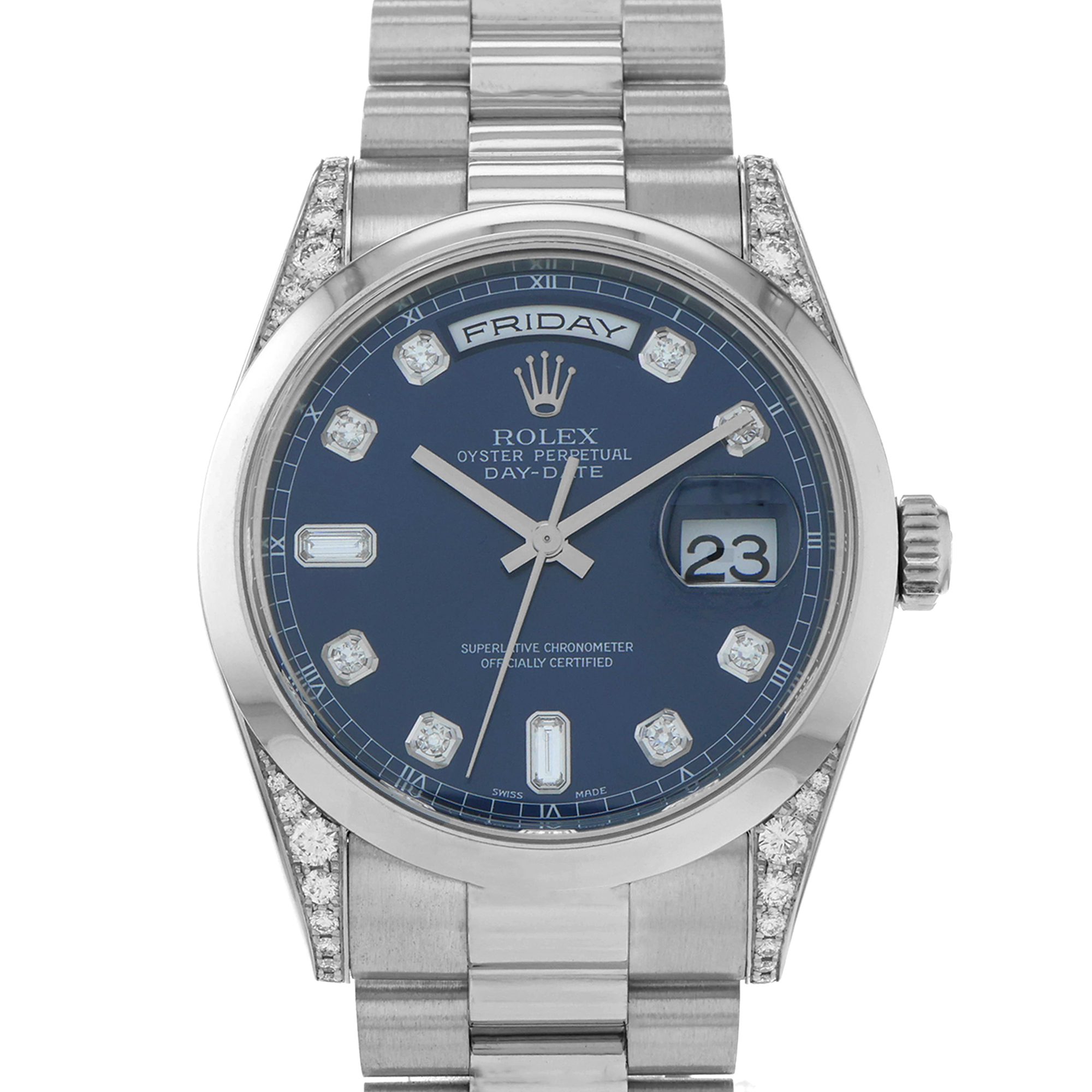 Rolex Day-Date 36mm 118296 Blue Factory Diamond Dial Weekday thumbnail 1