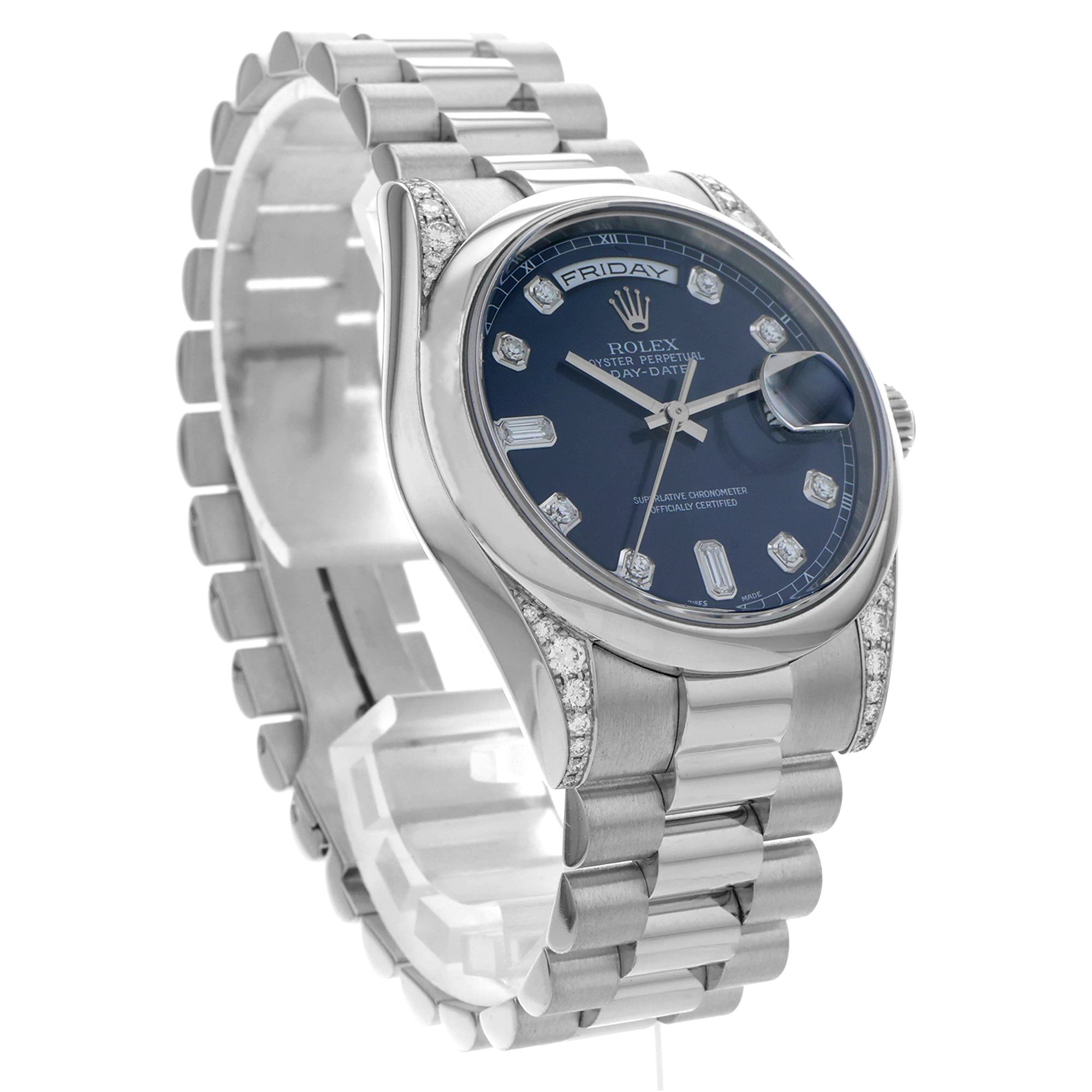 Rolex Day-Date 36mm 118296 Blue Factory Diamond Dial Weekday thumbnail 4