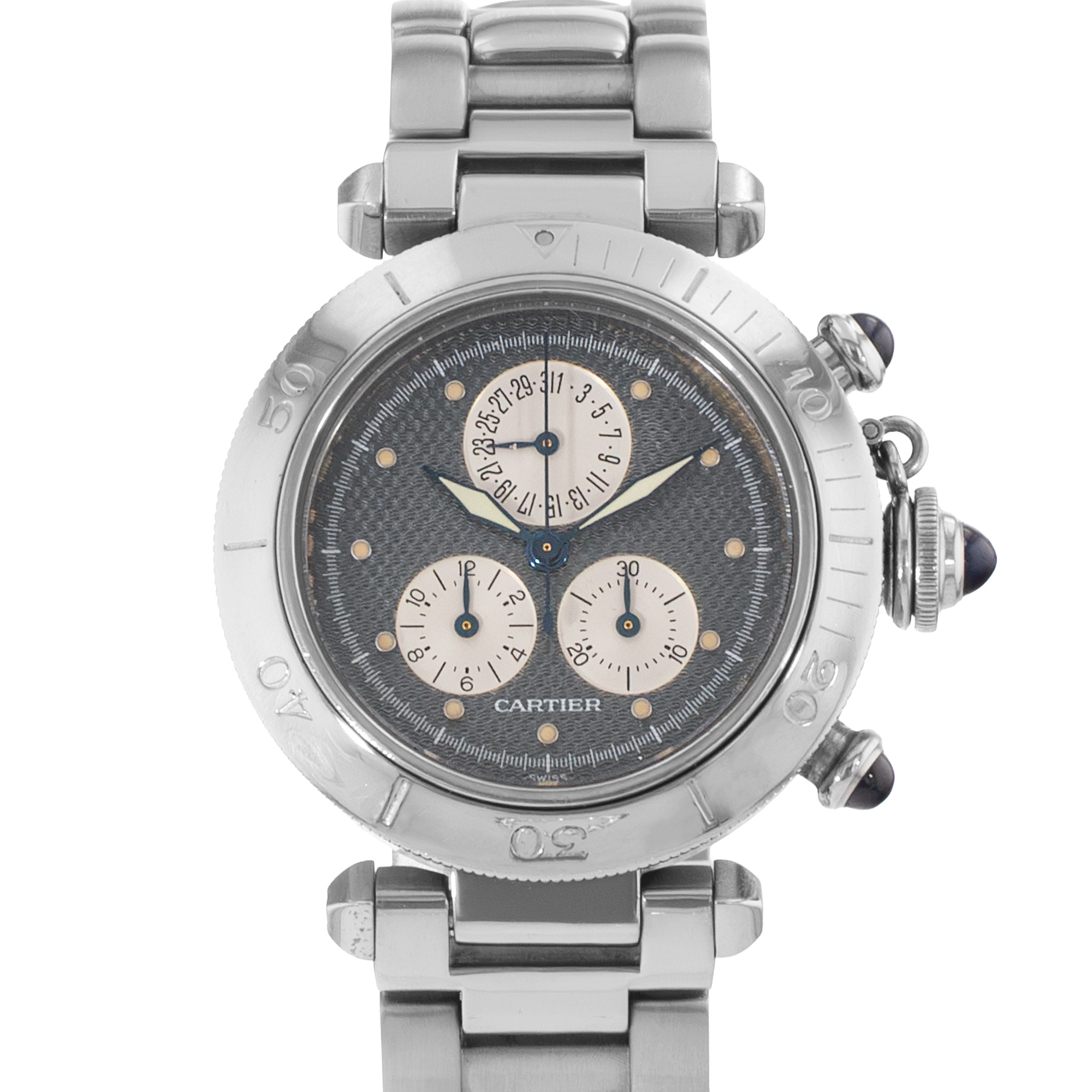 Cartier Pasha W31019H2 13521 35mm Grey Chronograph Steel Quartz Mens Watch thumbnail 1