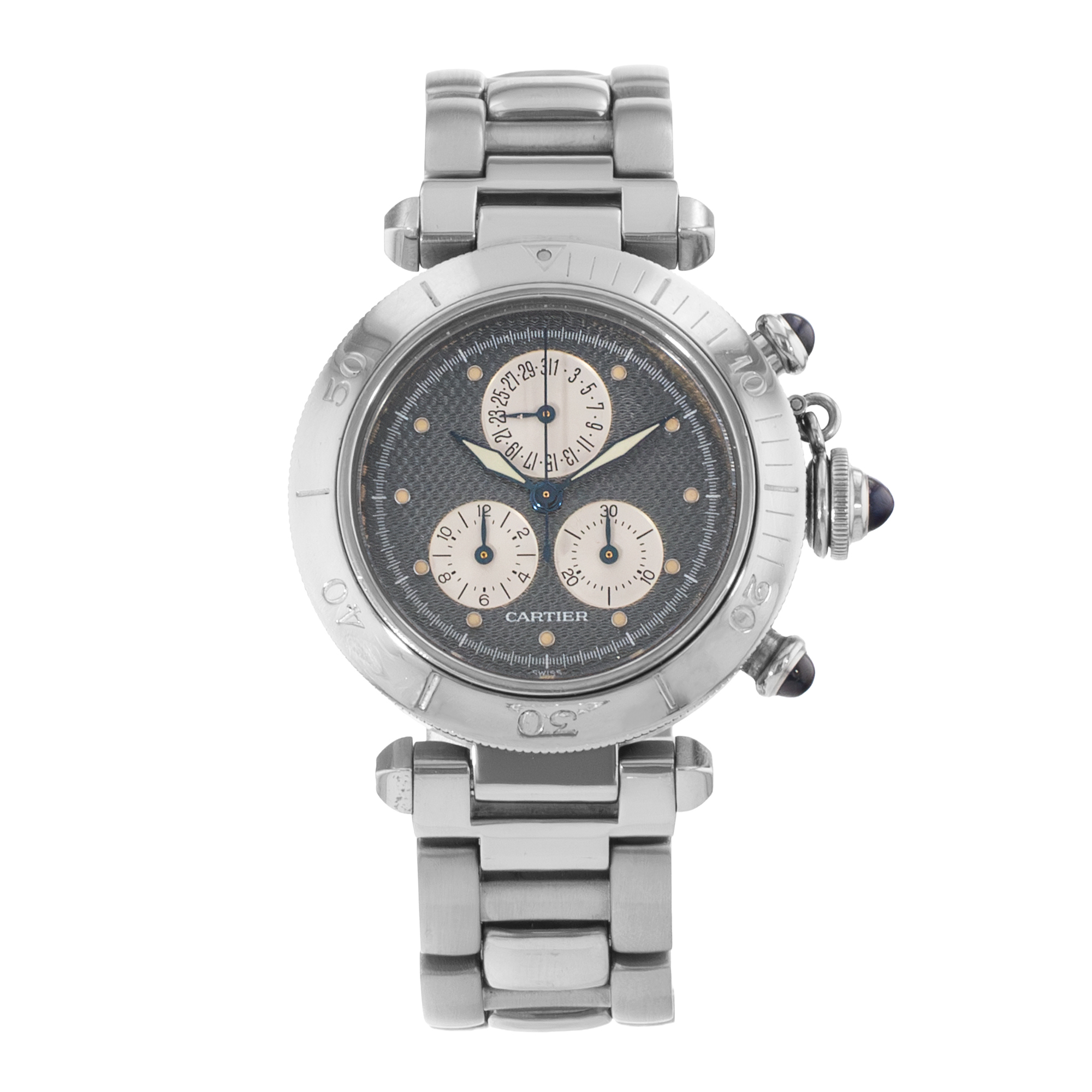 Cartier Pasha W31019H2 13521 35mm Grey Chronograph Steel Quartz Mens Watch thumbnail 2