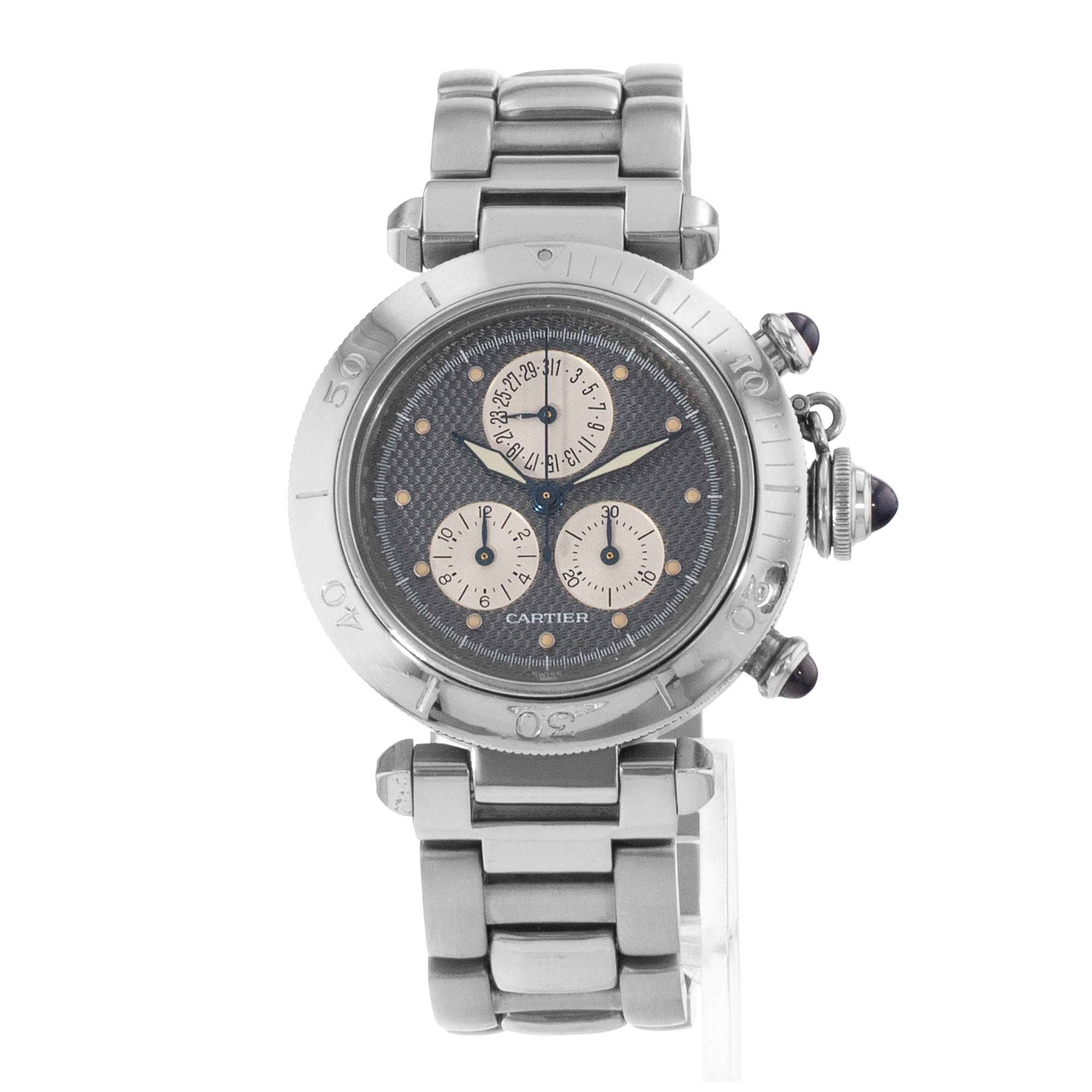 Cartier Pasha W31019H2 13521 35mm Grey Chronograph Steel Quartz Mens Watch thumbnail 3