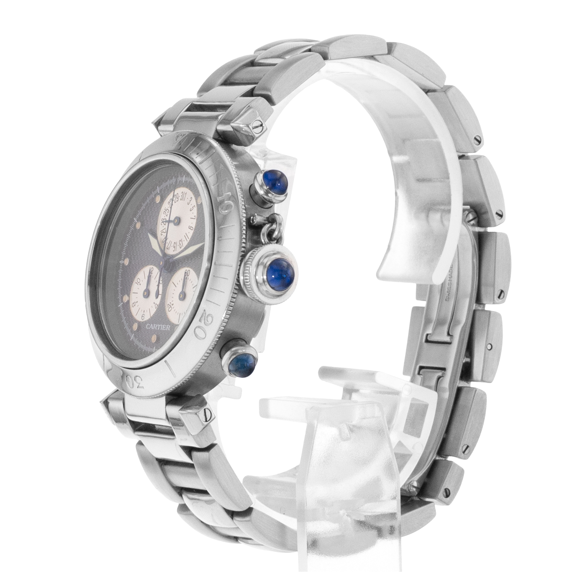 Cartier Pasha W31019H2 13521 35mm Grey Chronograph Steel Quartz Mens Watch thumbnail 6