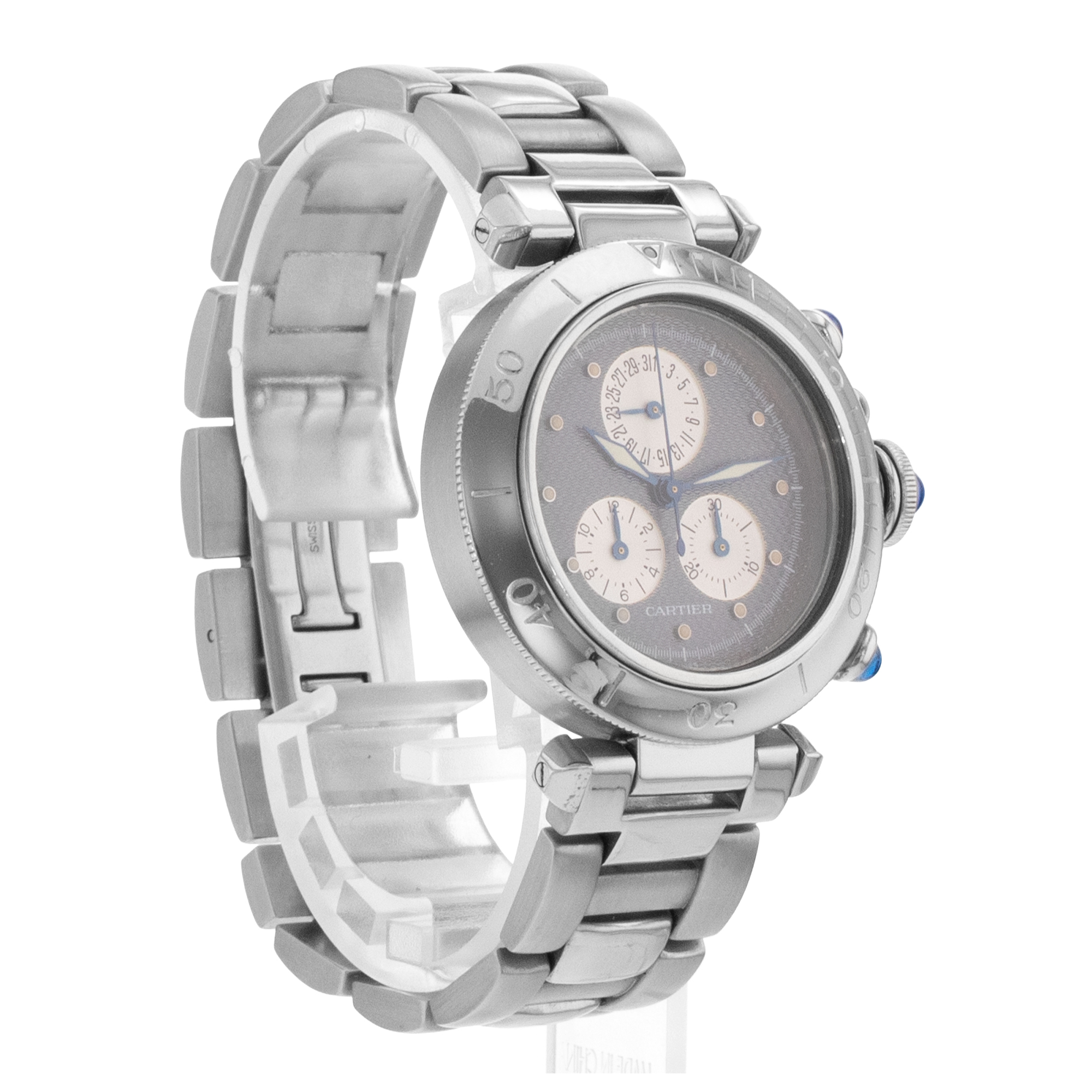 Cartier Pasha W31019H2 13521 35mm Grey Chronograph Steel Quartz Mens Watch thumbnail 8